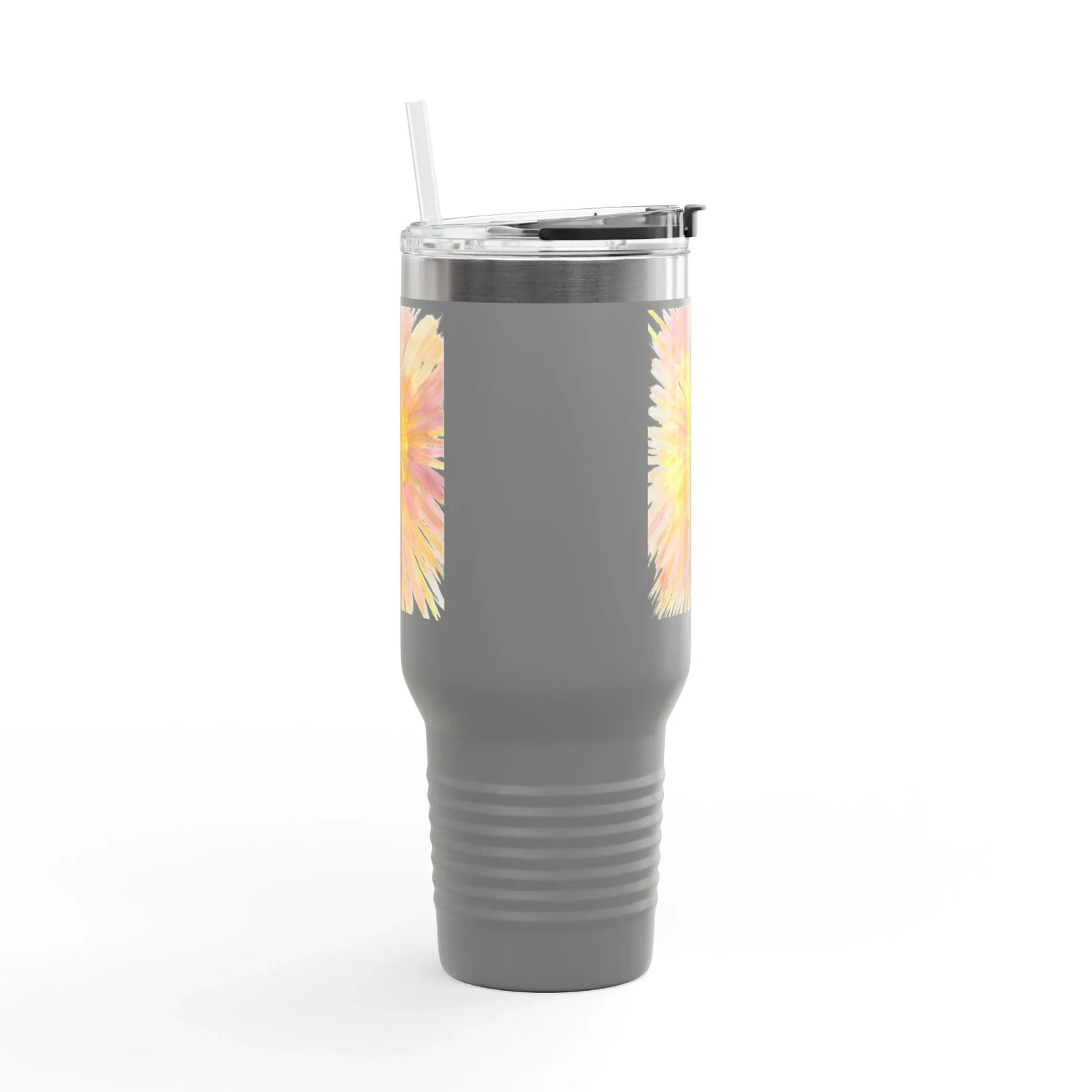 40oz Insulated Travel Mug – Solar Bloom Watercolor Design - Laure Leprince - Artiste Peintre