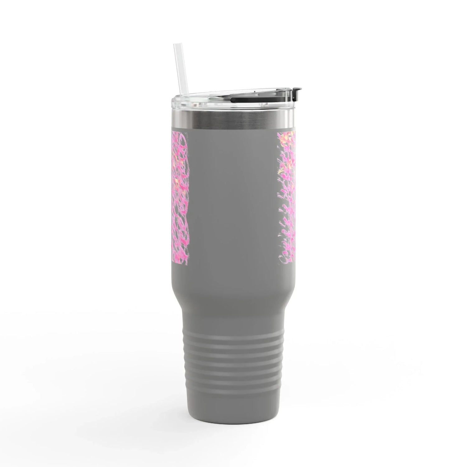 40oz Insulated Travel Mug – Pink Waves Watercolor Design - Laure Leprince - Artiste Peintre