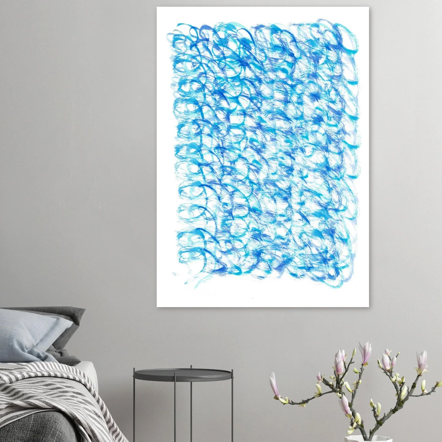 Oceanic Swirls Abstract Art Print – Premium Matte Paper Poster with Dynamic Blue Hues - Laure Leprince - Artiste Peintre