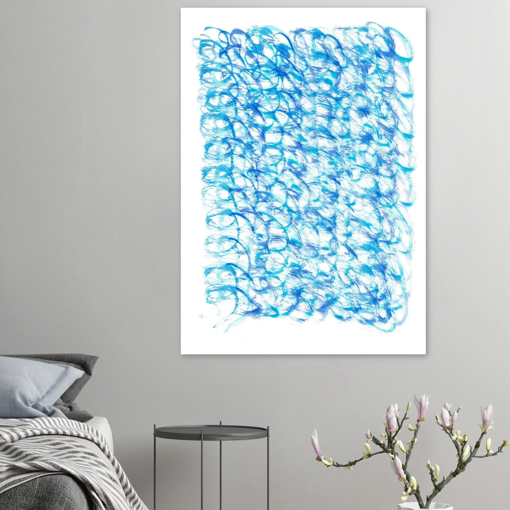 Oceanic Swirls Abstract Art Print – Premium Matte Paper Poster with Dynamic Blue Hues - Laure Leprince - Artiste Peintre