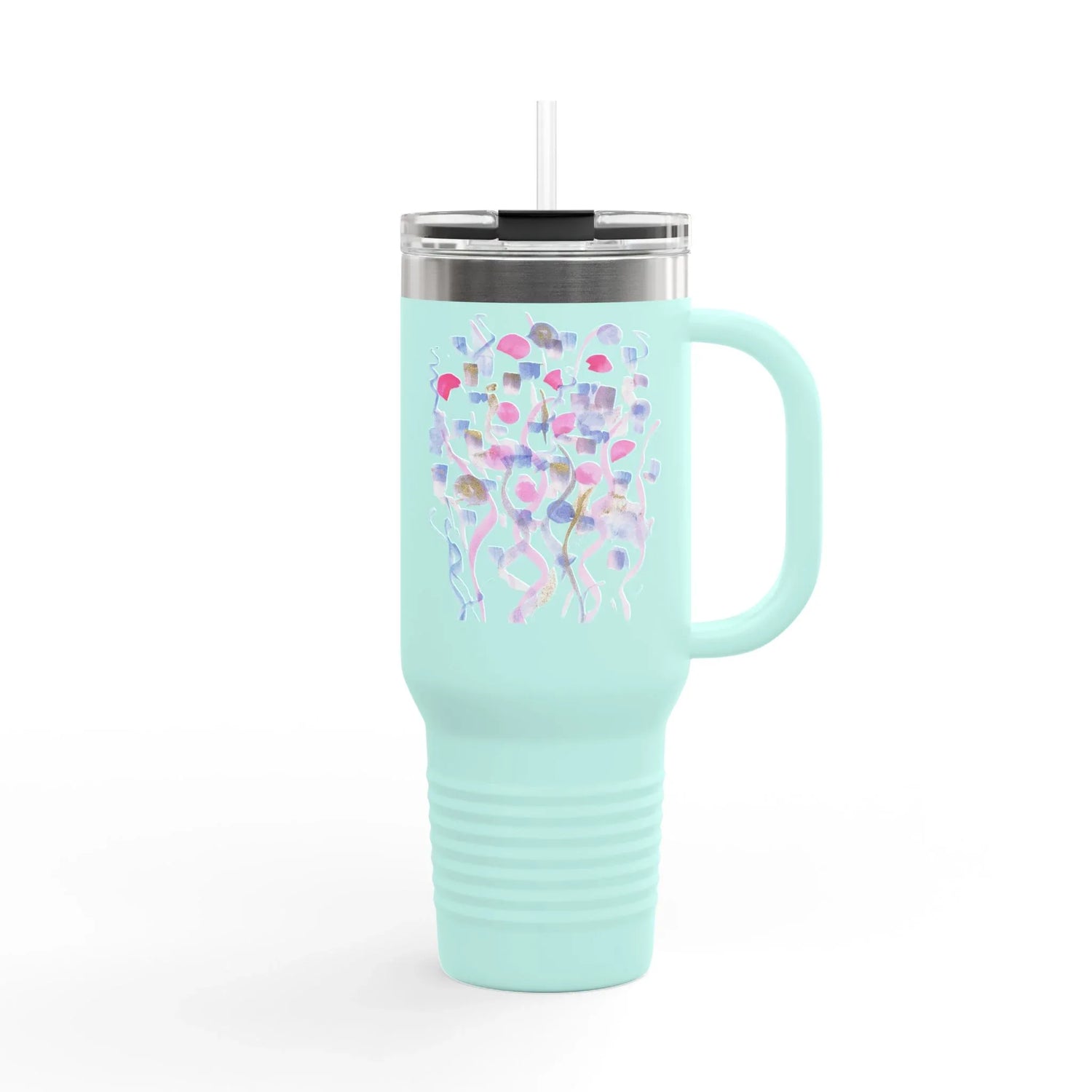 40oz Insulated Travel Mug – Petal Drift Watercolor Design - Laure Leprince - Artiste Peintre
