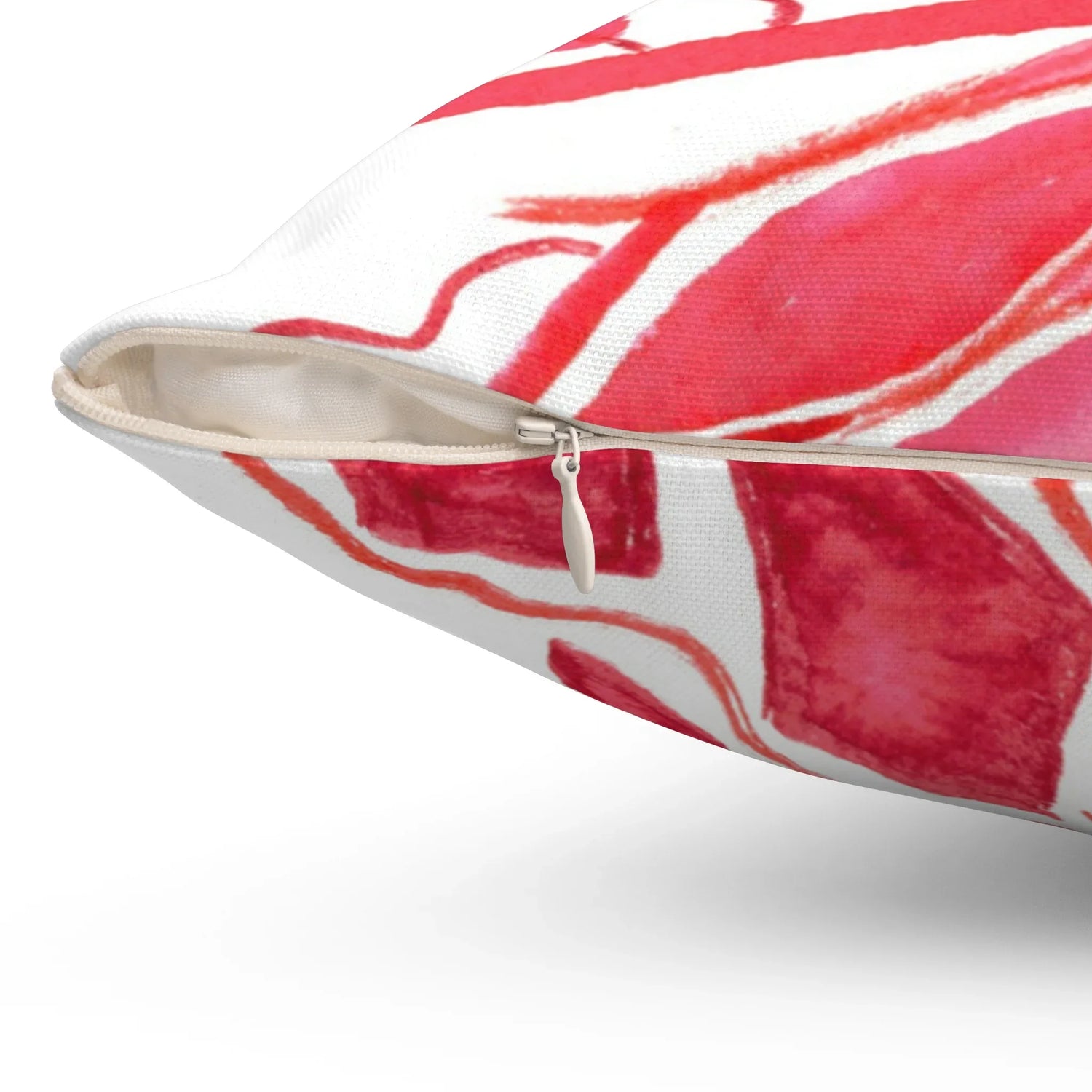 Coussin Carré Décoratif Rouge— Minima Red Brushstroke Accent - Laure Leprince - Artiste Peintre