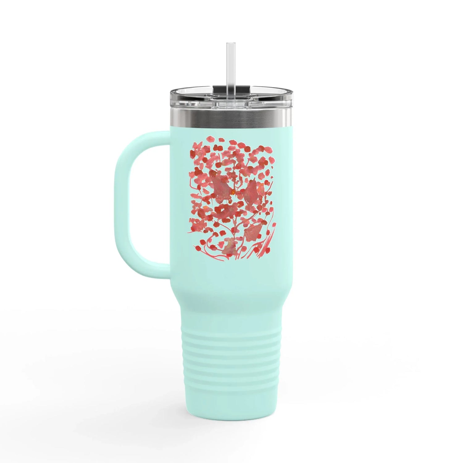 40oz Insulated Travel Mug – Bois de Rubis Watercolor Design - Laure Leprince - Artiste Peintre