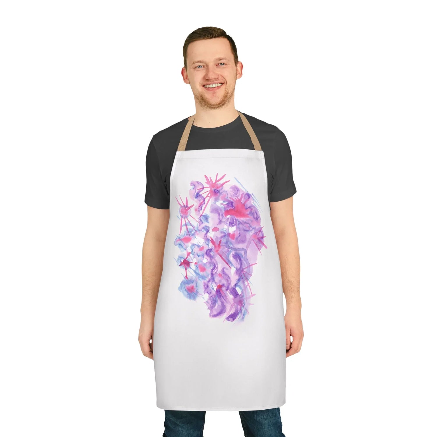 Abstract Apron Nebuleuse Poupre – Artistic Kitchen Chef Gift - Laure Leprince - Artiste Peintre