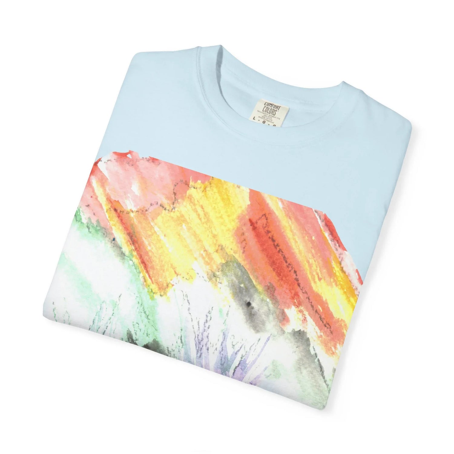Abstract Lavander Drift T-Shirt — Bright Watercolor Square Art Tee - Laure Leprince - Artiste Peintre