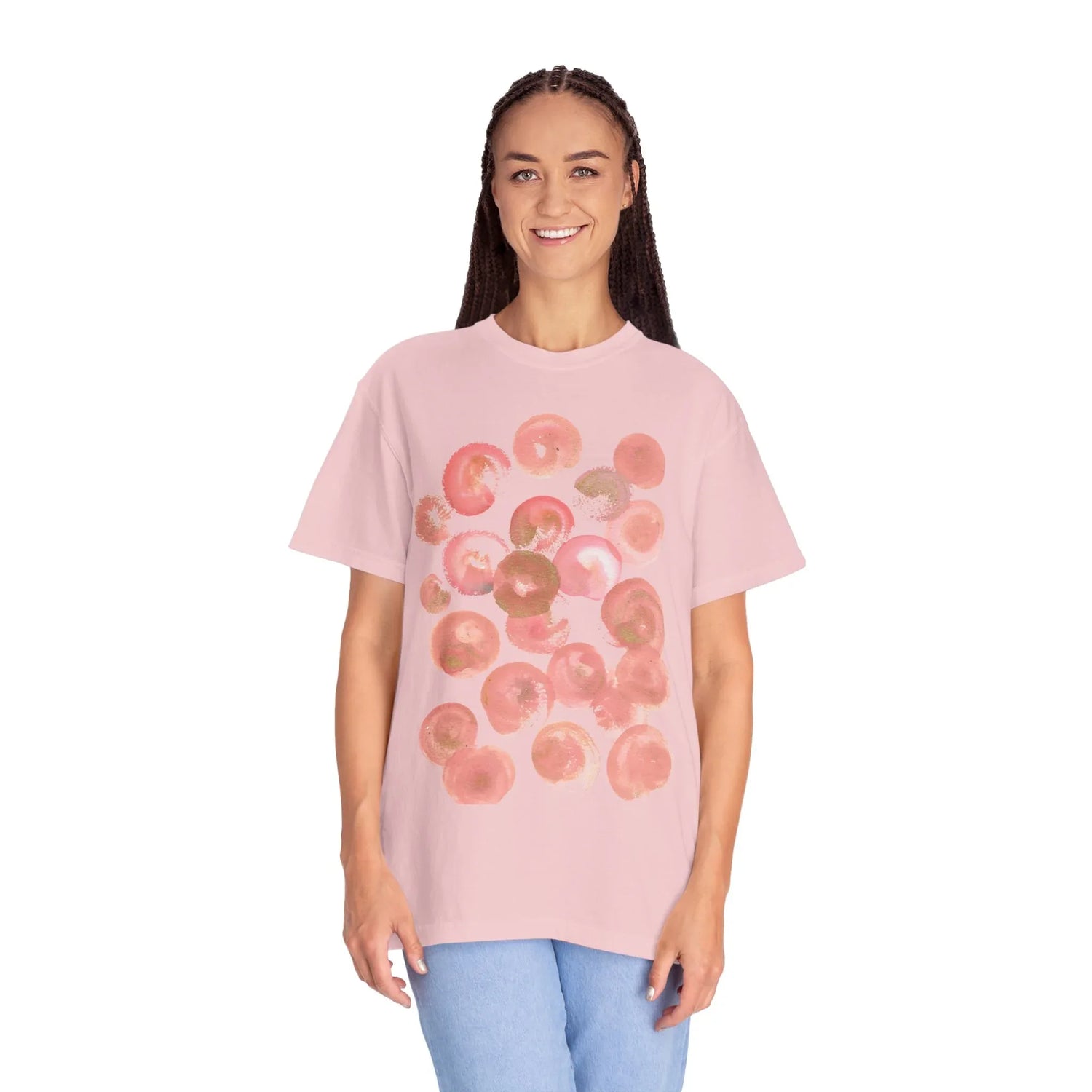 Abstract Rosee Petale T-Shirt — Bright Watercolor Square Art Tee - Laure Leprince - Artiste Peintre