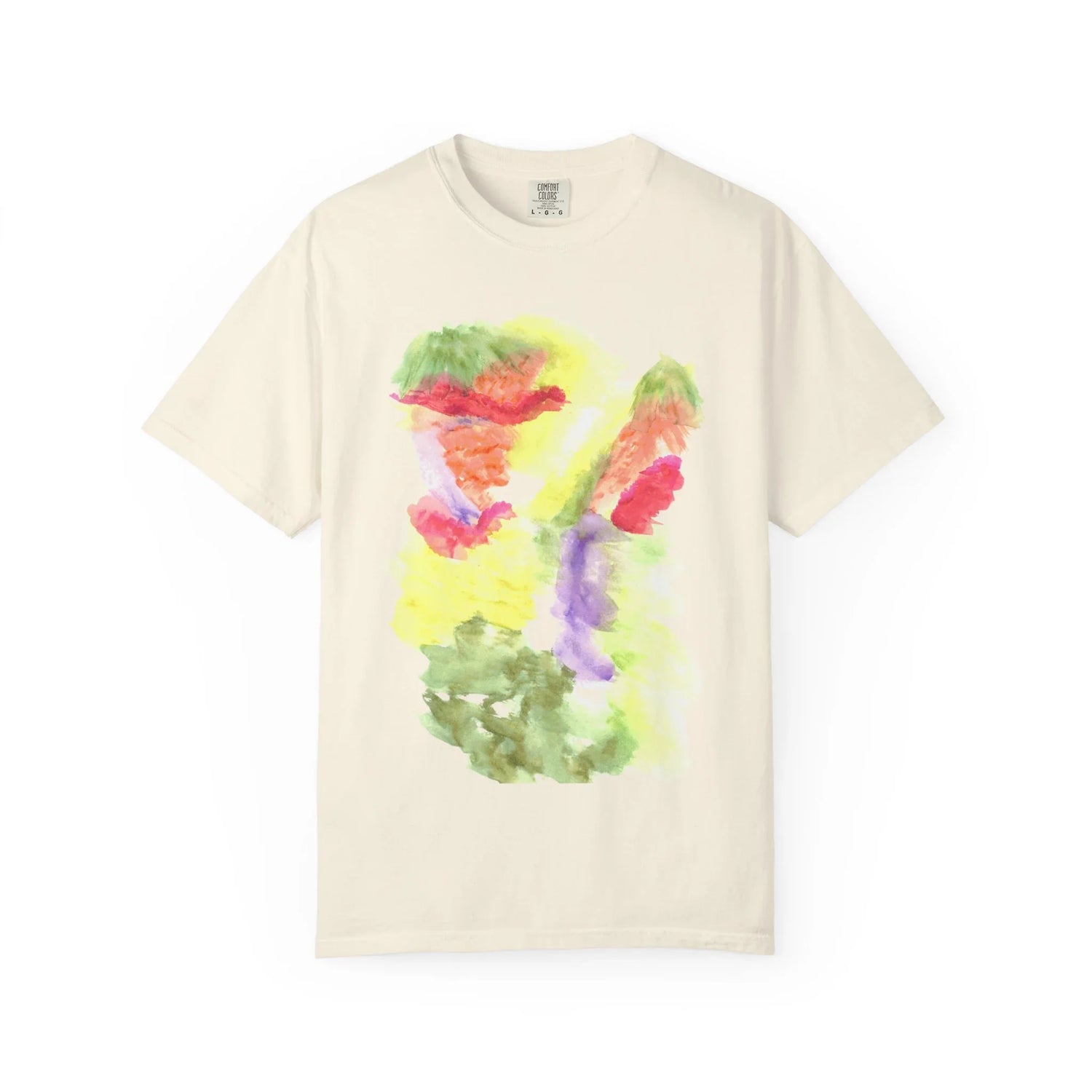 Abstract Eclosion Chromatique T-Shirt — Bright Watercolor Square Art Tee - Laure Leprince - Artiste Peintre