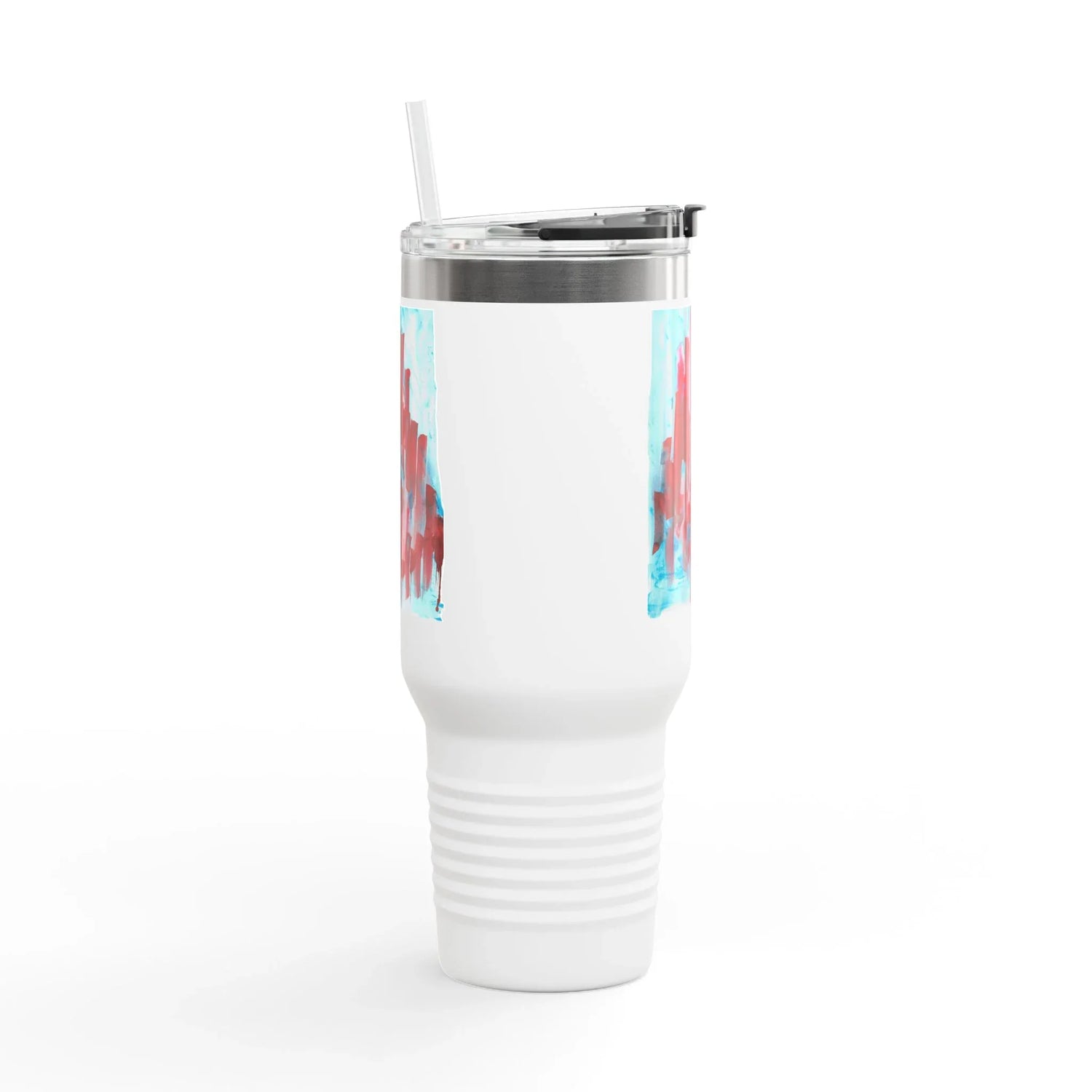 40oz Insulated Travel Mug – Crimson Tower Watercolor Design - Laure Leprince - Artiste Peintre
