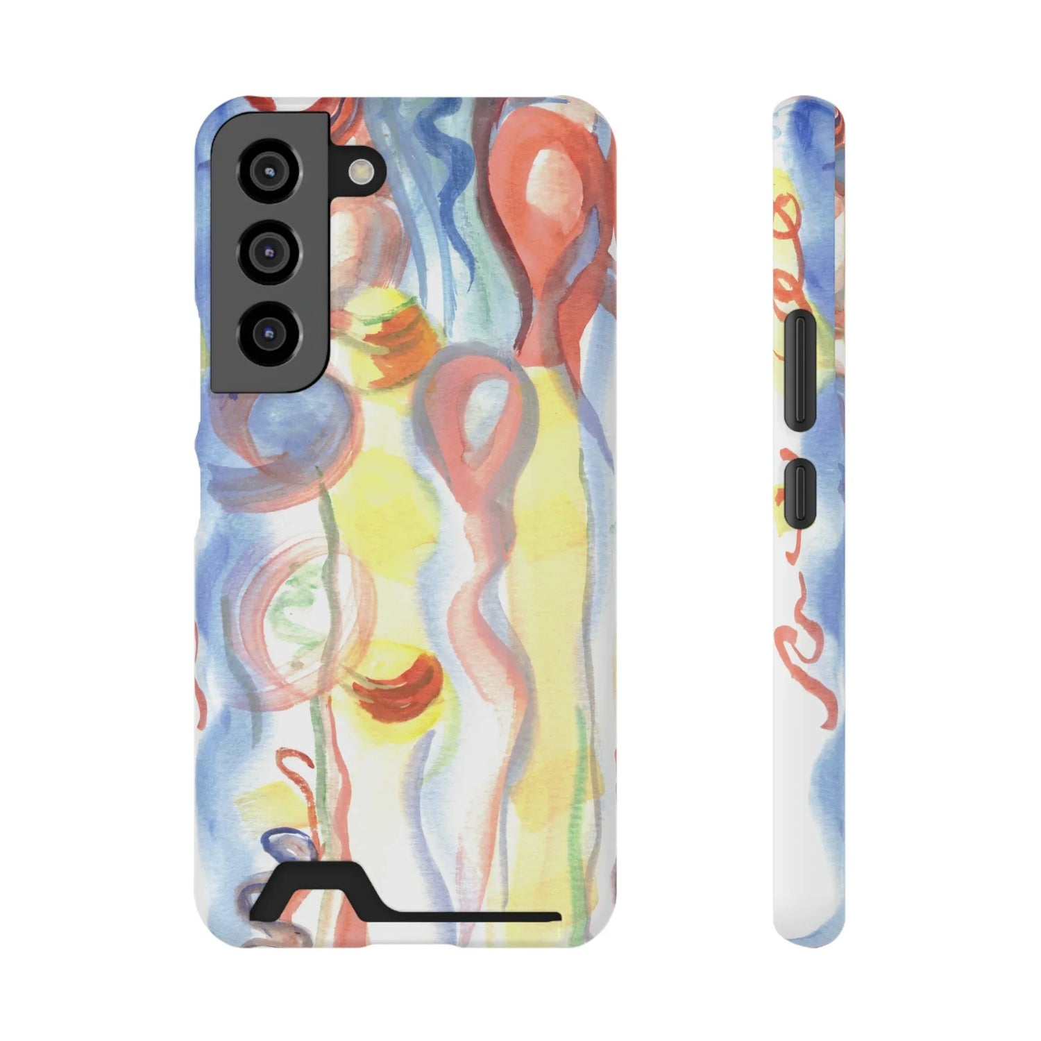 Samsung Phone Card Case Urban Parade — Yellow Watercolor Flower Wallet - Laure Leprince - Artiste Peintre