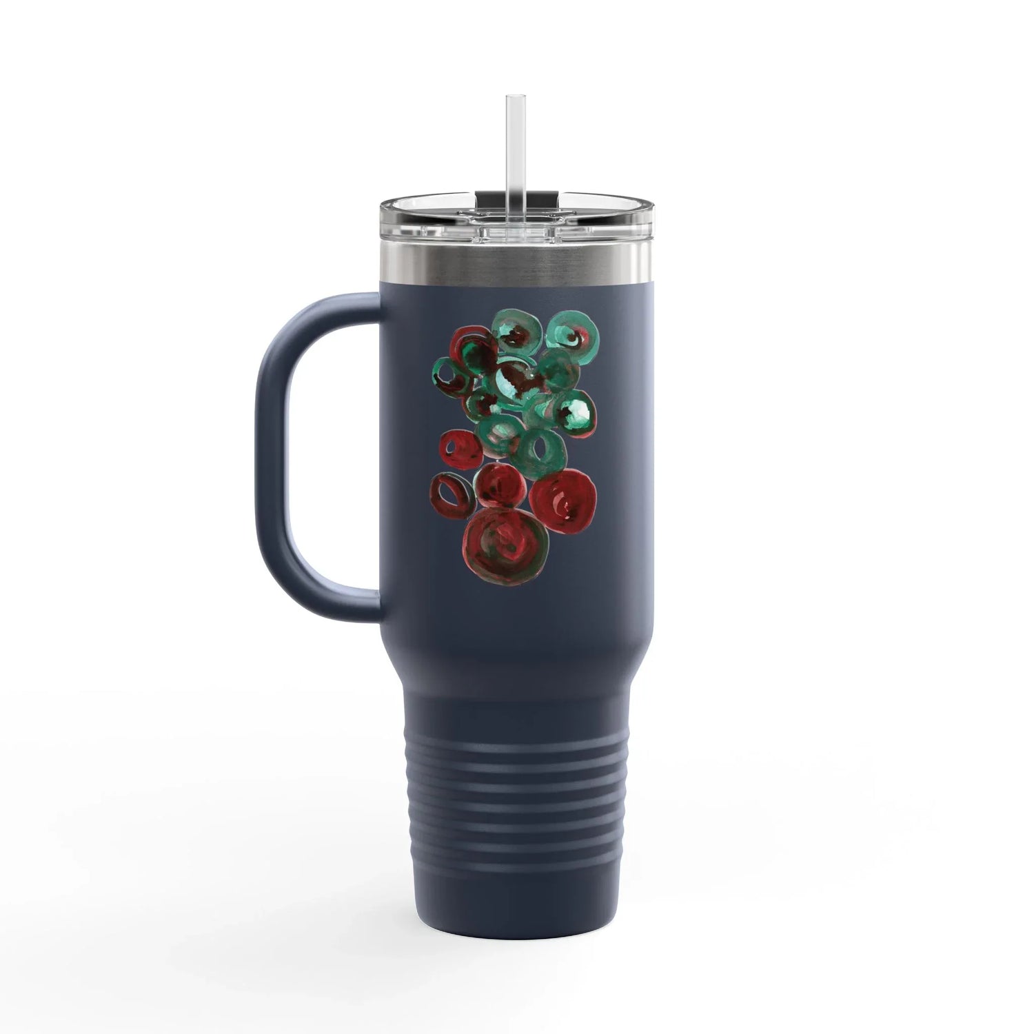 40oz Insulated Travel Mug – Resonance Emeraude Watercolor Design - Laure Leprince - Artiste Peintre