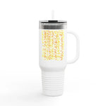 40oz Insulated Travel Mug – Yellow Waves Watercolor Design - Laure Leprince - Artiste Peintre