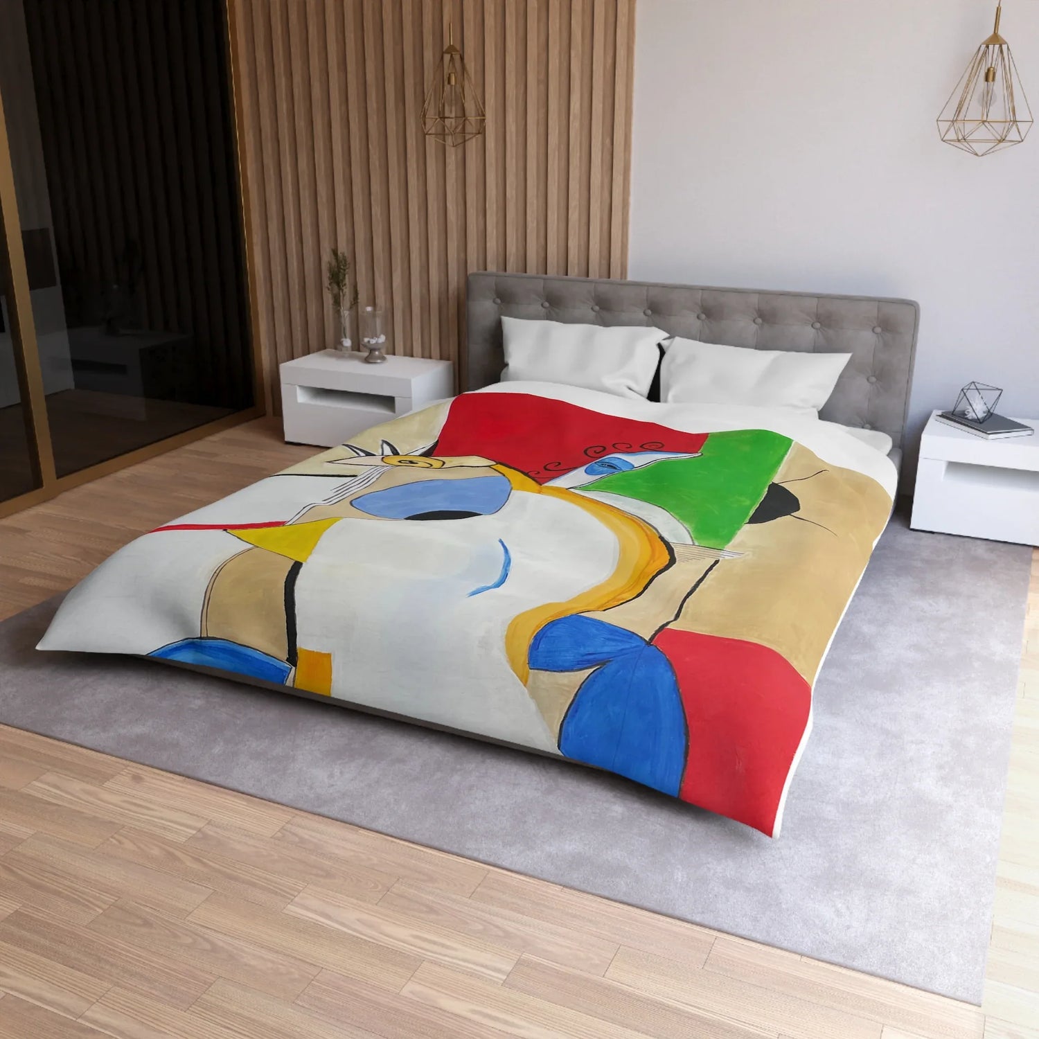 Abstract Watercolor Duvet Cover — Abstract & Teal Accent Bedding - Laure Leprince - Artiste Peintre