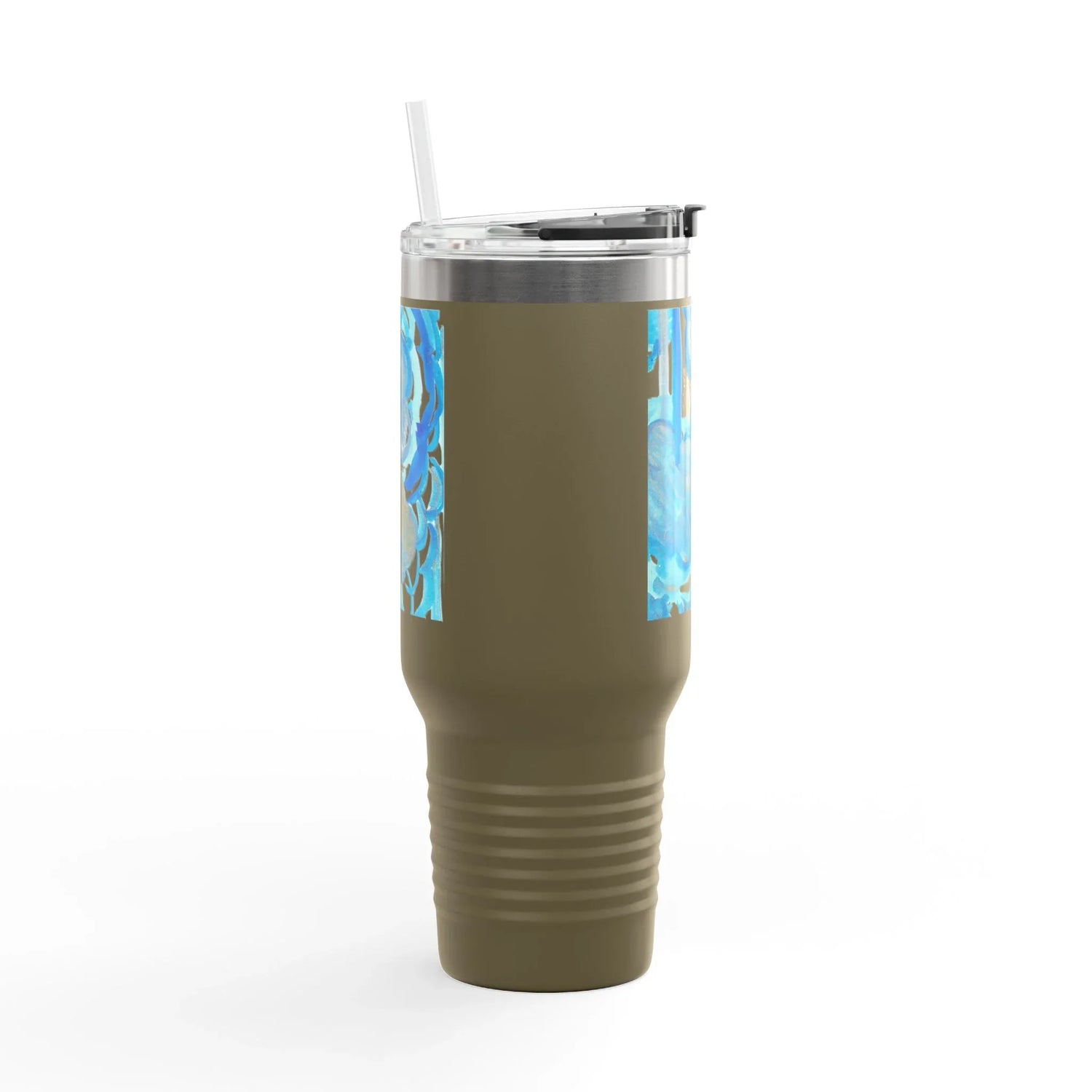 40oz Insulated Travel Mug – Ocean Bloom Watercolor Design - Laure Leprince - Artiste Peintre