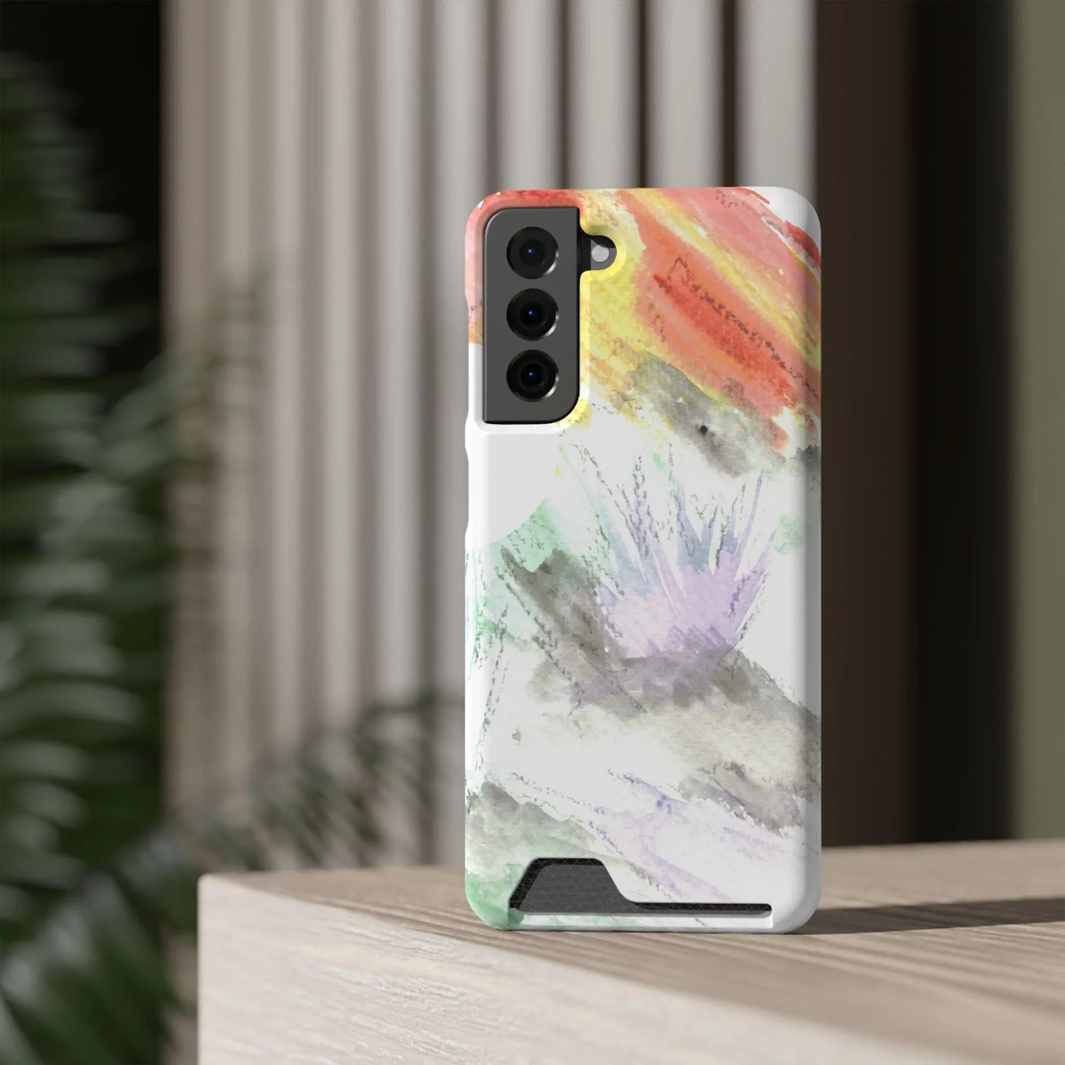 Samsung Phone Card Case Lavander Drift — Yellow Watercolor Flower Wallet - Laure Leprince - Artiste Peintre