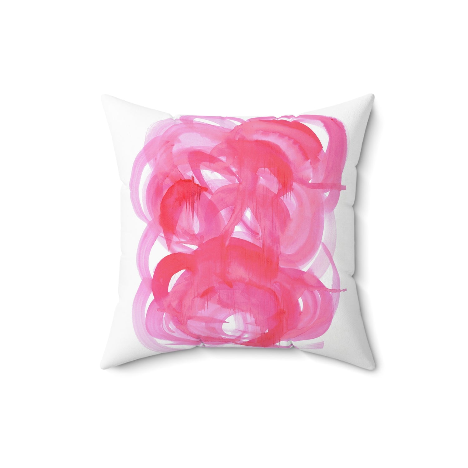 Square Throw Pillow Ruby Drift — Minimal Blue Brushstroke Accent