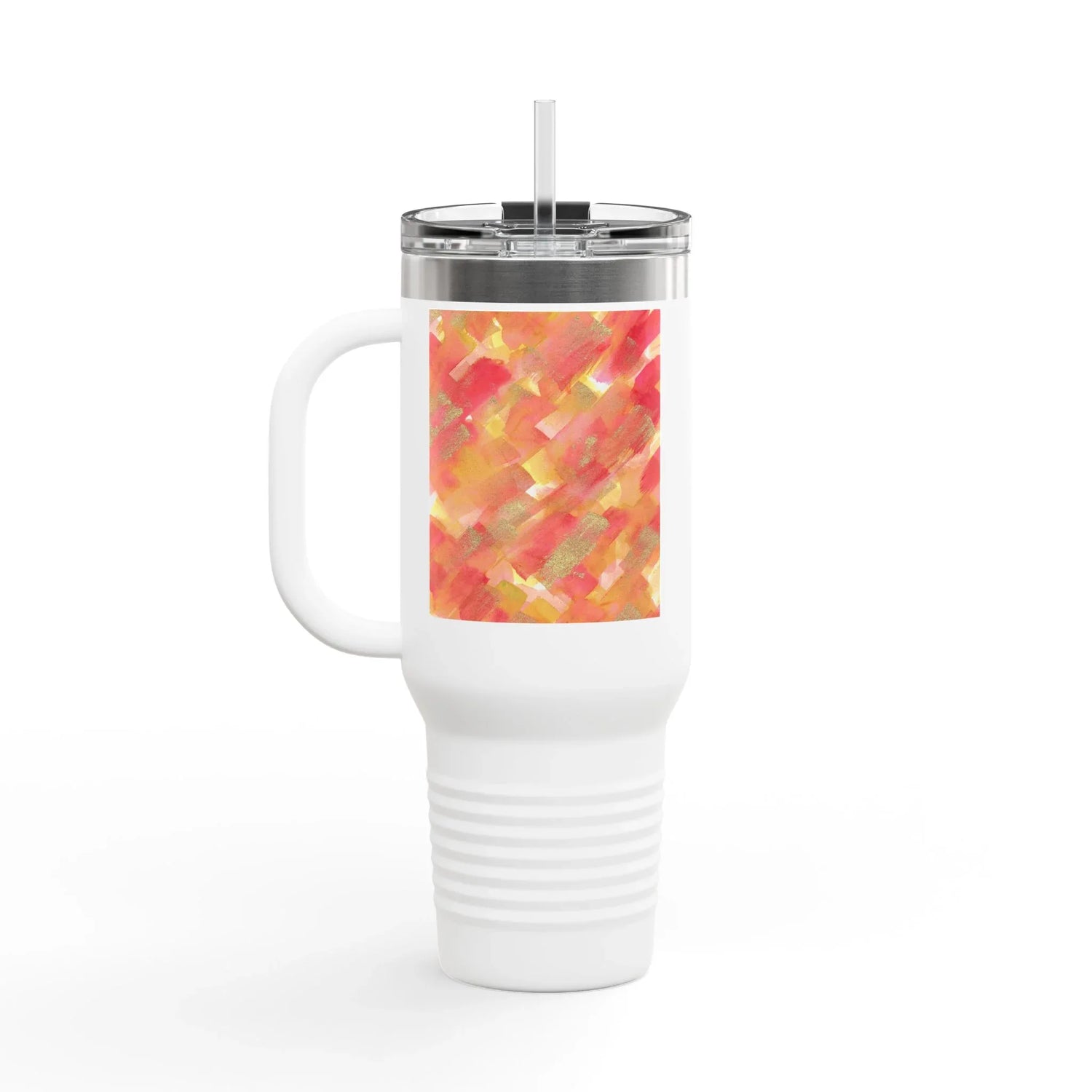 40oz Insulated Travel Mug – Sunset Ember Watercolor Design - Laure Leprince - Artiste Peintre