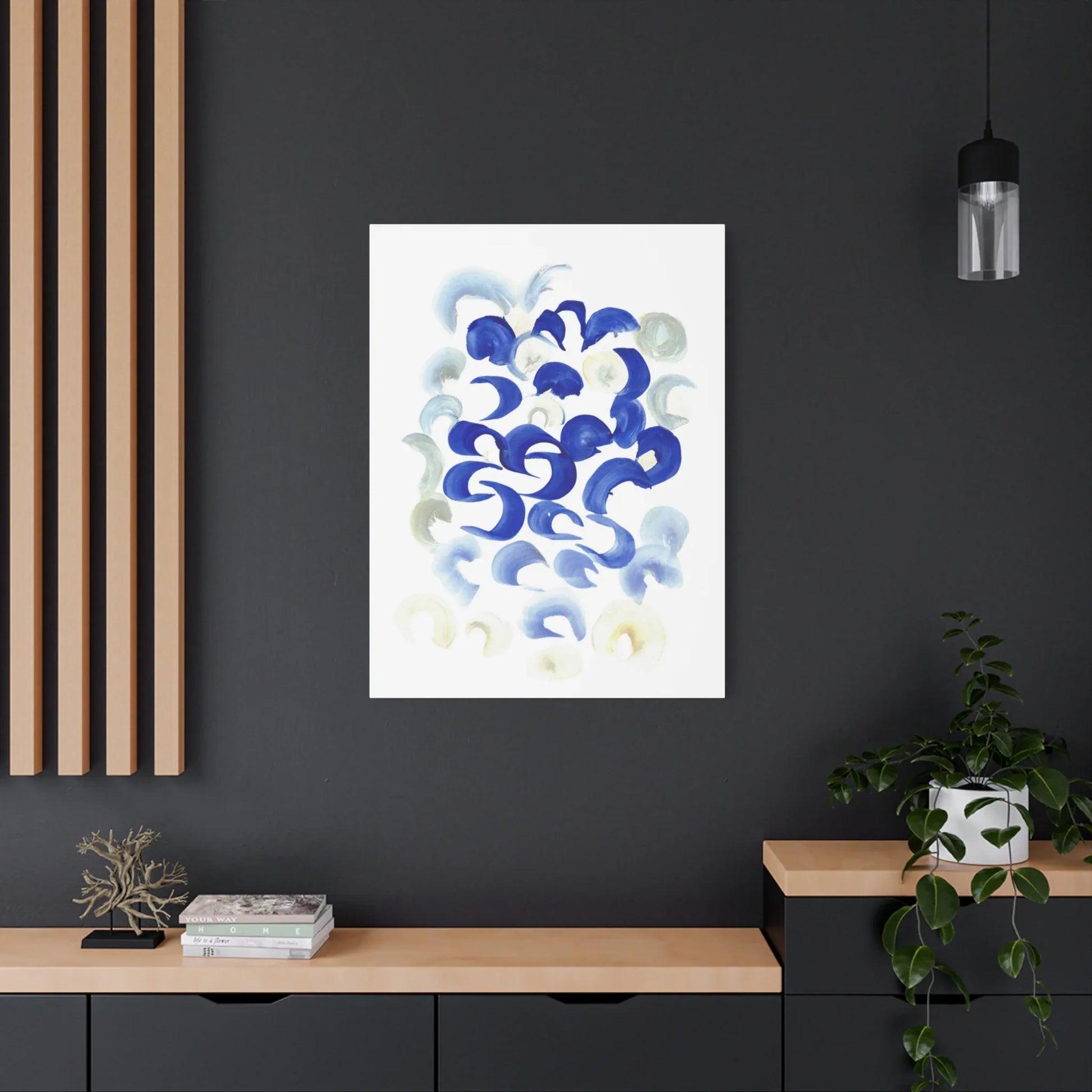 Abstract Blue Swirls Brushstroke Canvas Print — Modern Coastal Wall Art - Laure Leprince - Artiste Peintre