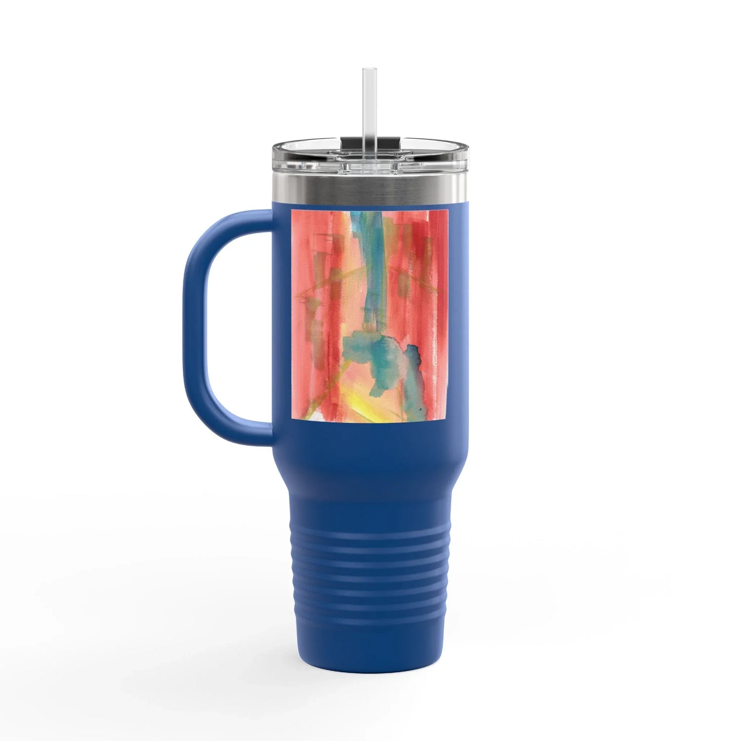 40oz Insulated Travel Mug –Color Surge Watercolor Design - Laure Leprince - Artiste Peintre