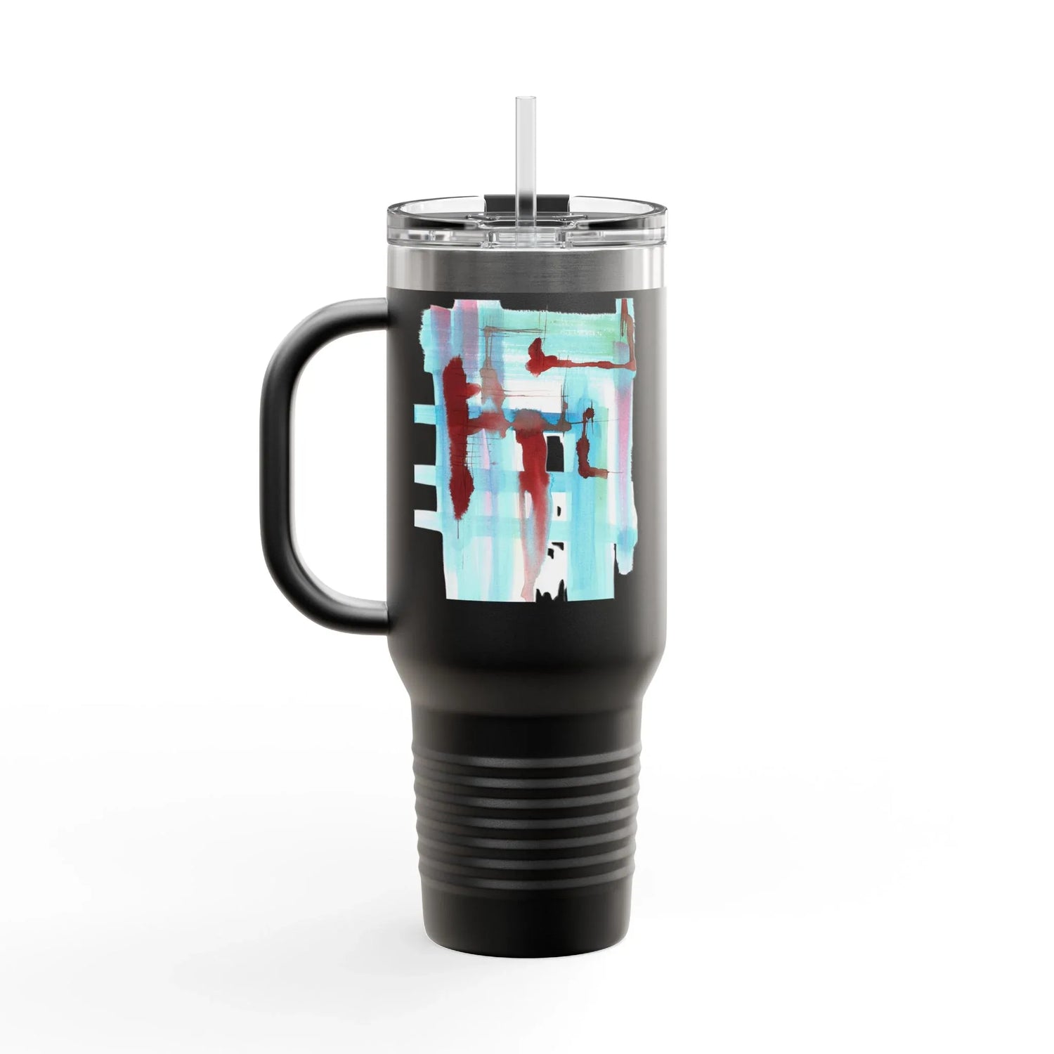 40oz Insulated Travel Mug – Stuctures Liquides Watercolor Design - Laure Leprince - Artiste Peintre