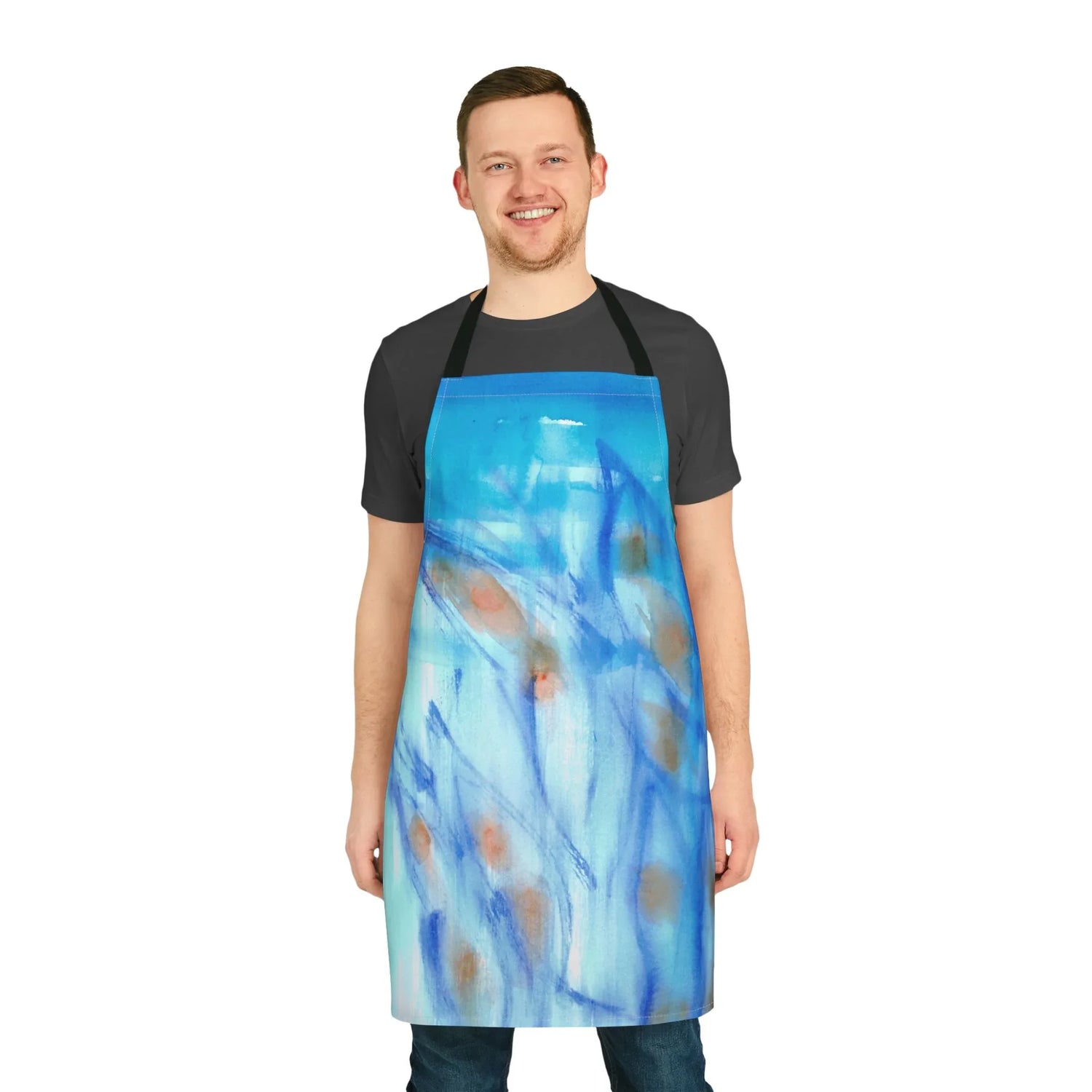 Abstract Apron Blue Sprouts– Artistic Kitchen Chef Gift - Laure Leprince - Artiste Peintre