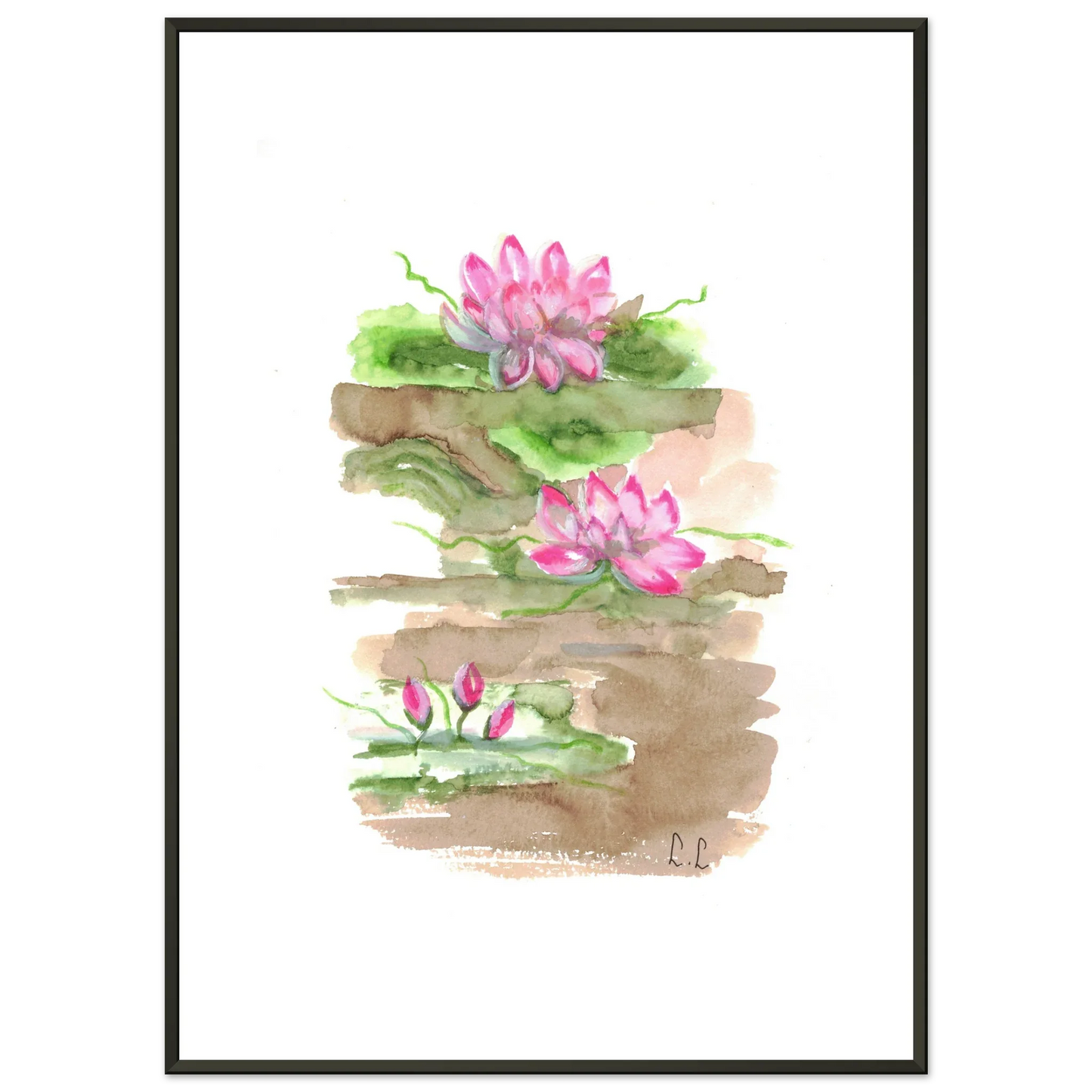 Classic Semi-Glossy Paper Metal Framed Poster Terrasses de lotus - Laure Leprince - Artiste Peintre