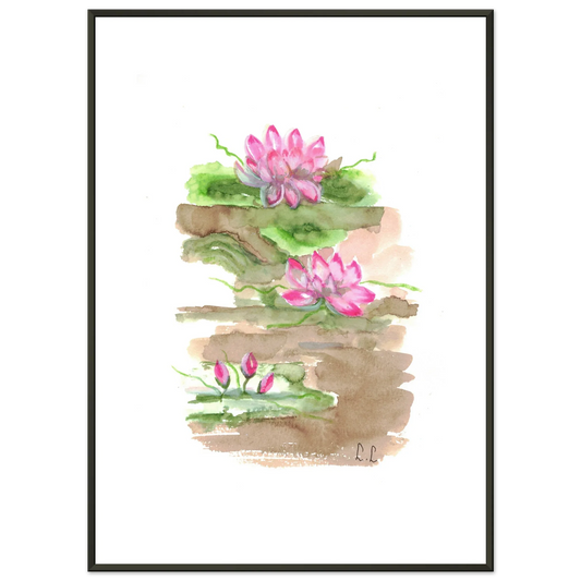 Classic Semi-Glossy Paper Metal Framed Poster Terrasses de lotus - Laure Leprince - Artiste Peintre