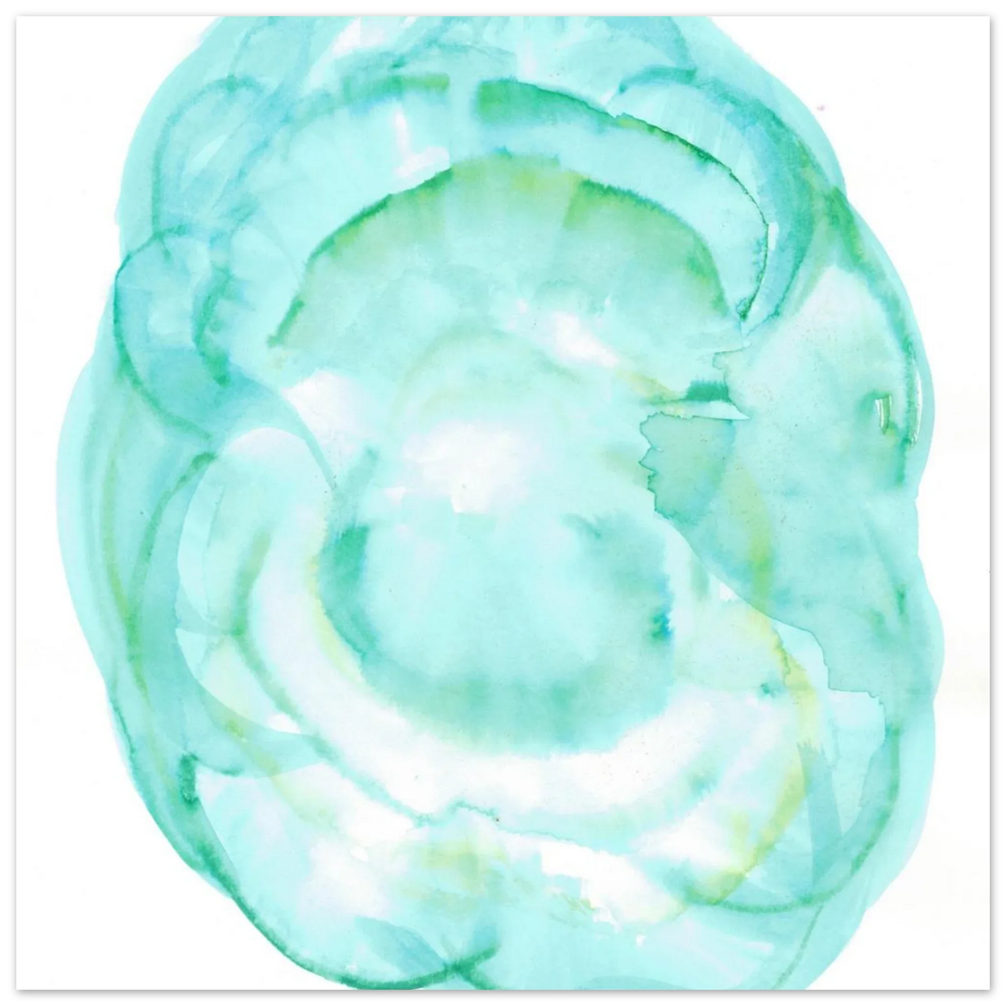 Oceanic Dream Premium Matte Poster - Serene Teal & Green Abstract Watercolor Art - Laure Leprince - Artiste Peintre