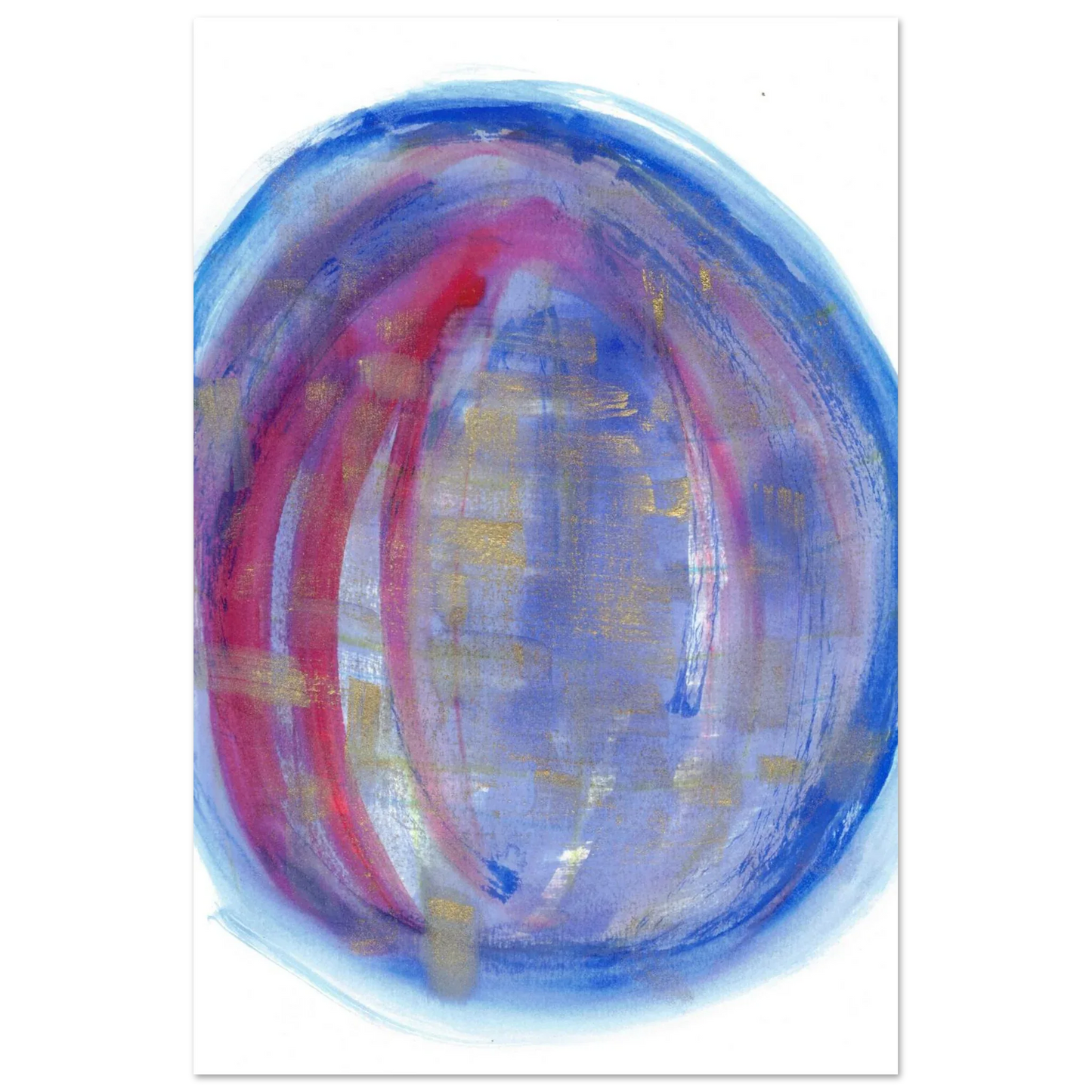 Cosmic Aura Abstract Watercolor Poster – Vibrant Blue, Magenta & Gold, Premium Matte Finish - Laure Leprince - Artiste Peintre