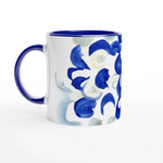 Mug 11oz - 325 ml - Ceramic Mug with Color Inside Blue swirls - Laure Leprince - Artiste Peintre