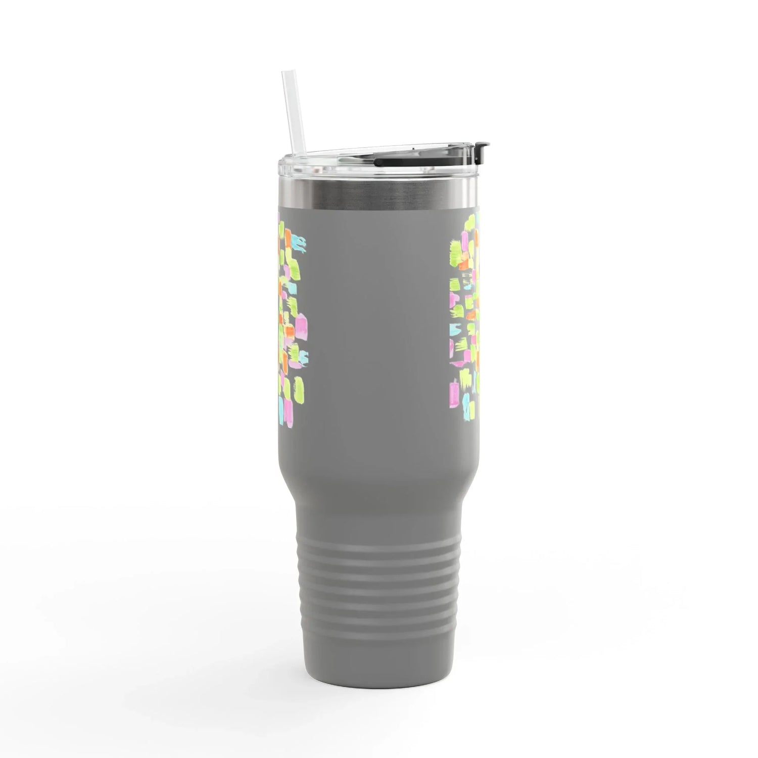 40oz Insulated Travel Mug – Pastel Mosaic Watercolor Design - Laure Leprince - Artiste Peintre