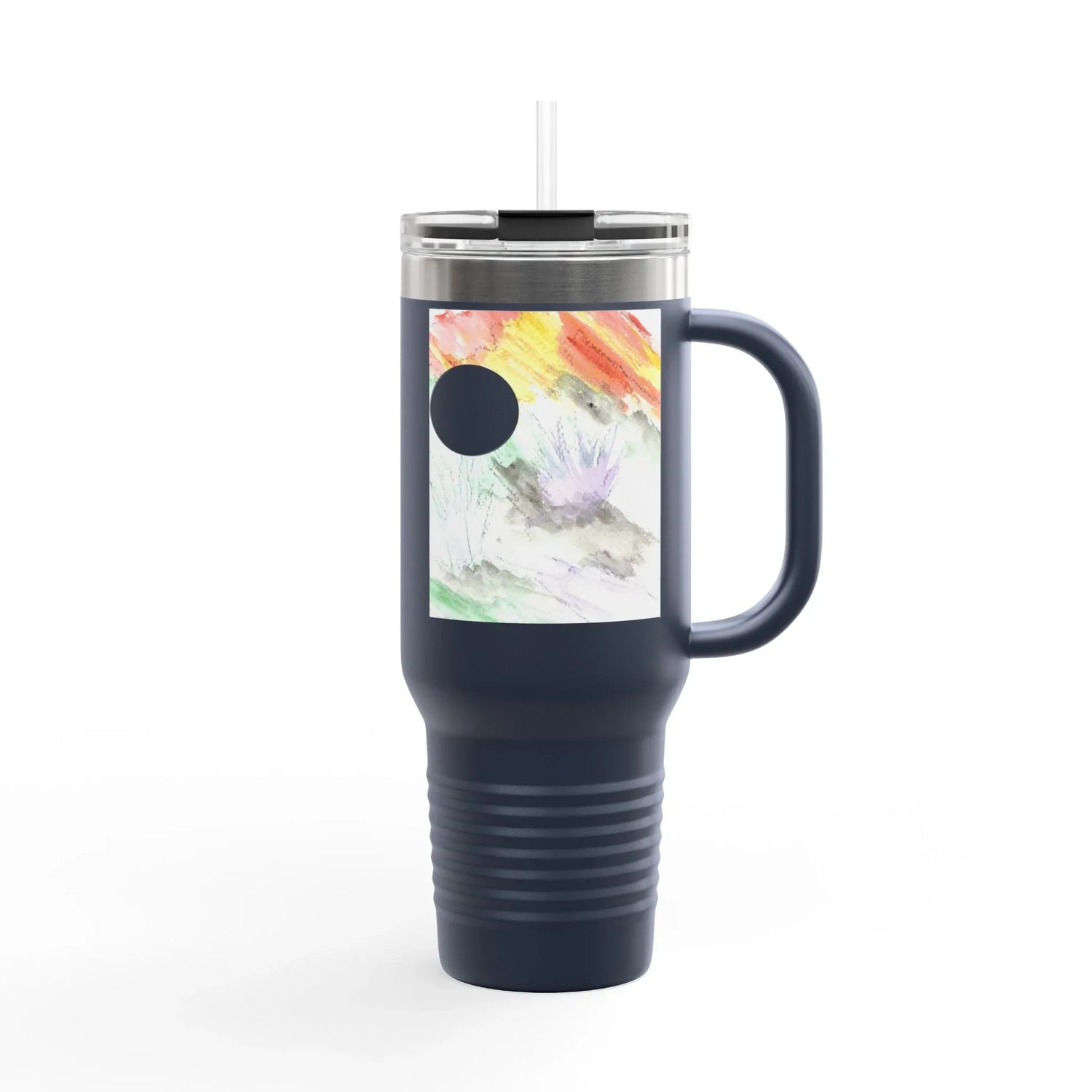 40oz Insulated Travel Mug –Lavander Drift Watercolor Design - Laure Leprince - Artiste Peintre