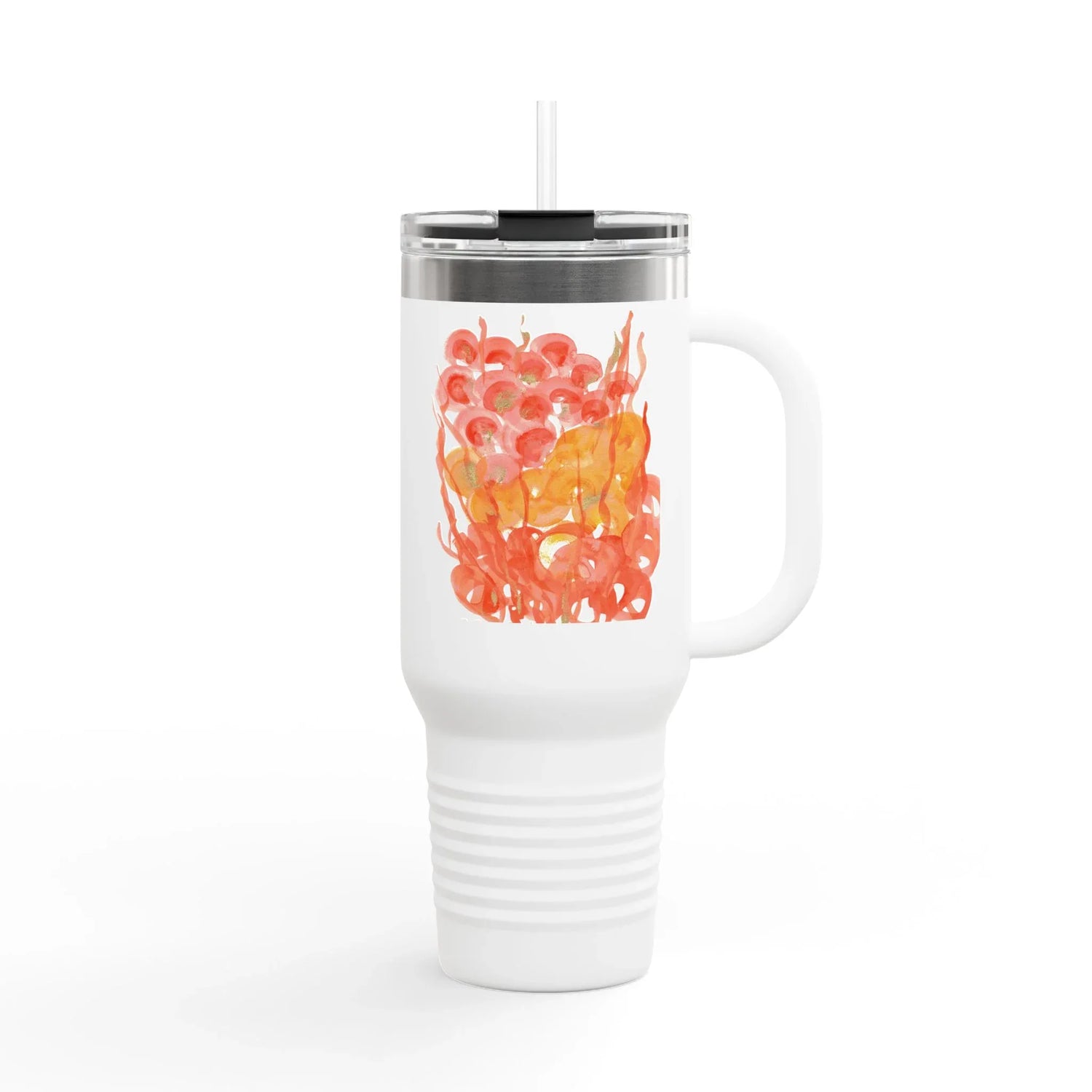 40oz Insulated Travel Mug – Sunrice Flora Watercolor Design - Laure Leprince - Artiste Peintre