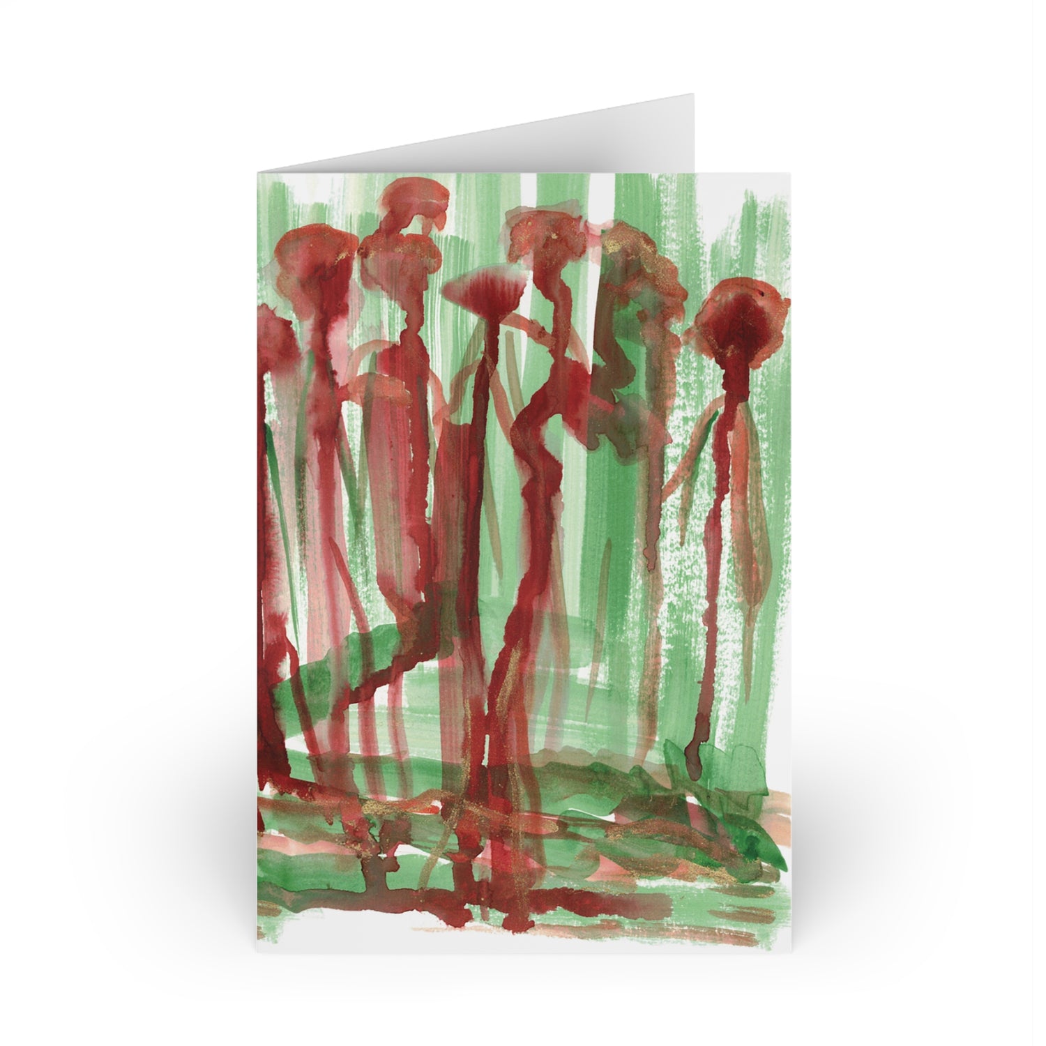 Forest Choir Watercolor Leaf Greeting Card - Elegant