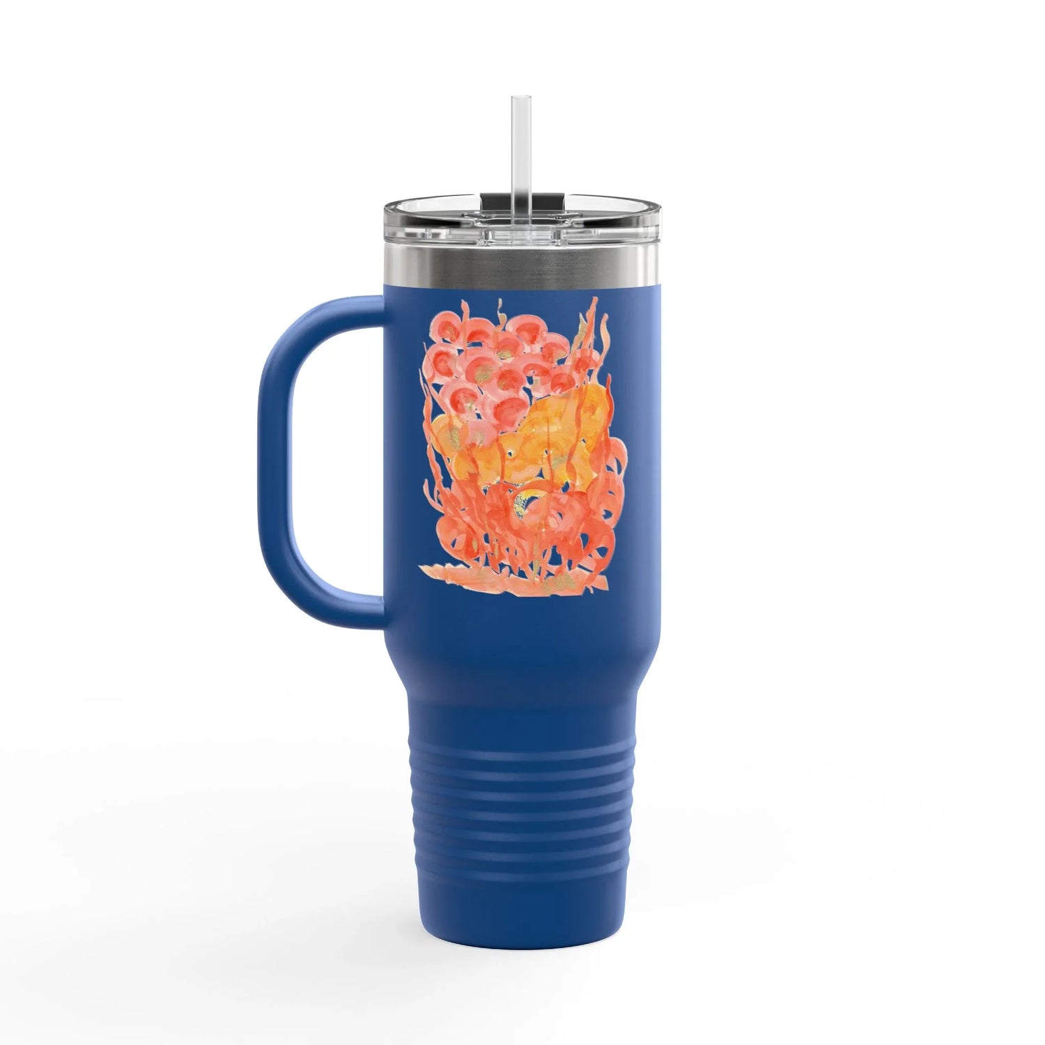 40oz Insulated Travel Mug – Sunrice Flora Watercolor Design - Laure Leprince - Artiste Peintre