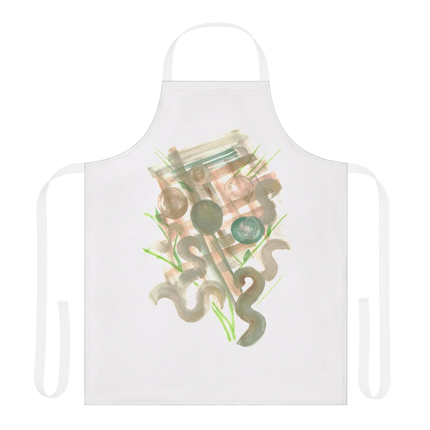 Abstract Apron Moss geometry – Artistic Kitchen Chef Gift - Laure Leprince - Artiste Peintre