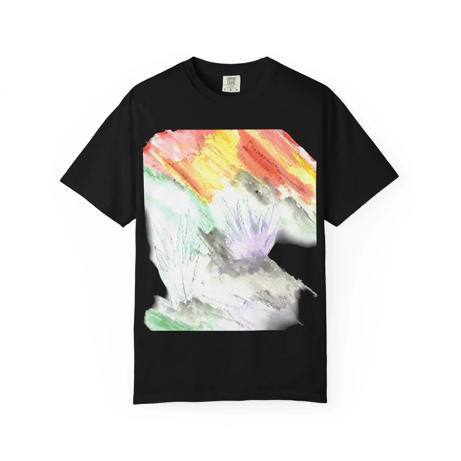 Abstract Lavander Drift T-Shirt — Bright Watercolor Square Art Tee - Laure Leprince - Artiste Peintre