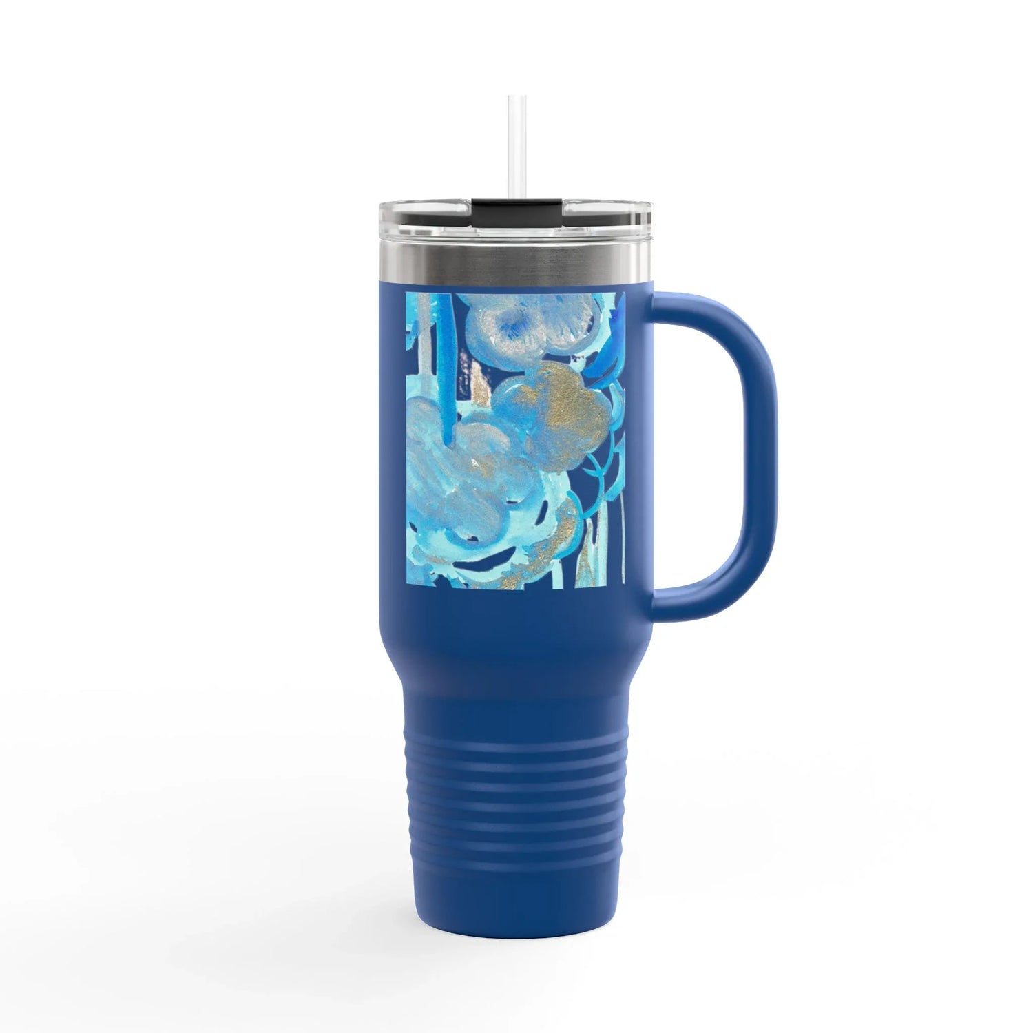 40oz Insulated Travel Mug – Ocean Bloom Watercolor Design - Laure Leprince - Artiste Peintre