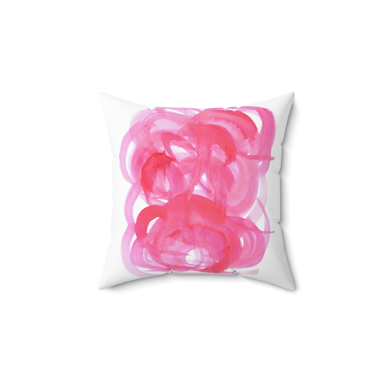 Square Throw Pillow Ruby Drift — Minimal Blue Brushstroke Accent