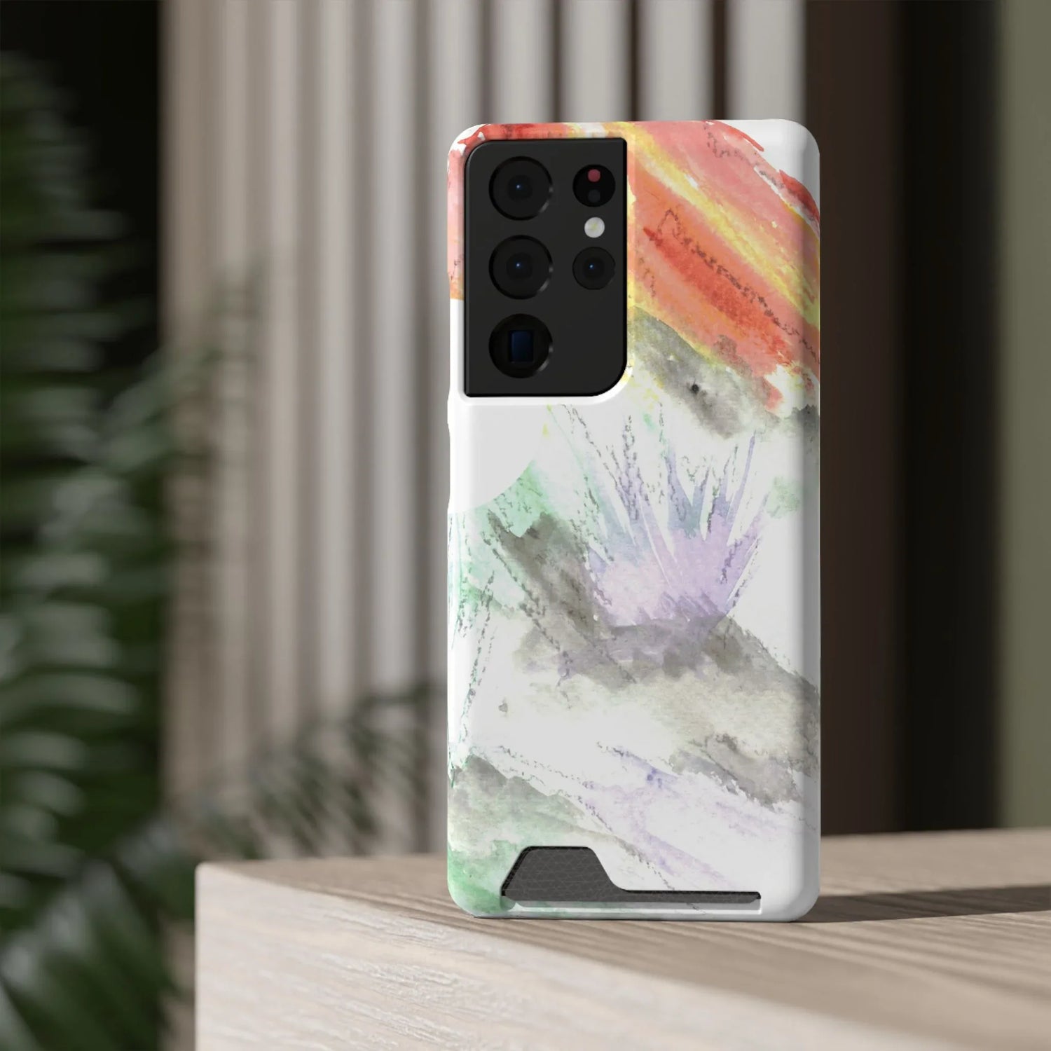 Samsung Phone Card Case Lavander Drift — Yellow Watercolor Flower Wallet - Laure Leprince - Artiste Peintre