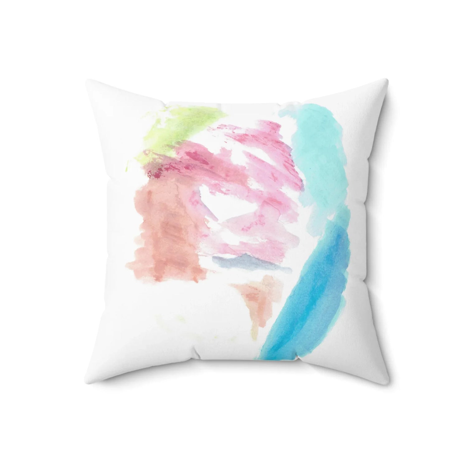 Square Throw Pillow Aurore Pastel — Minimal Brushstroke Accent - Laure Leprince - Artiste Peintre