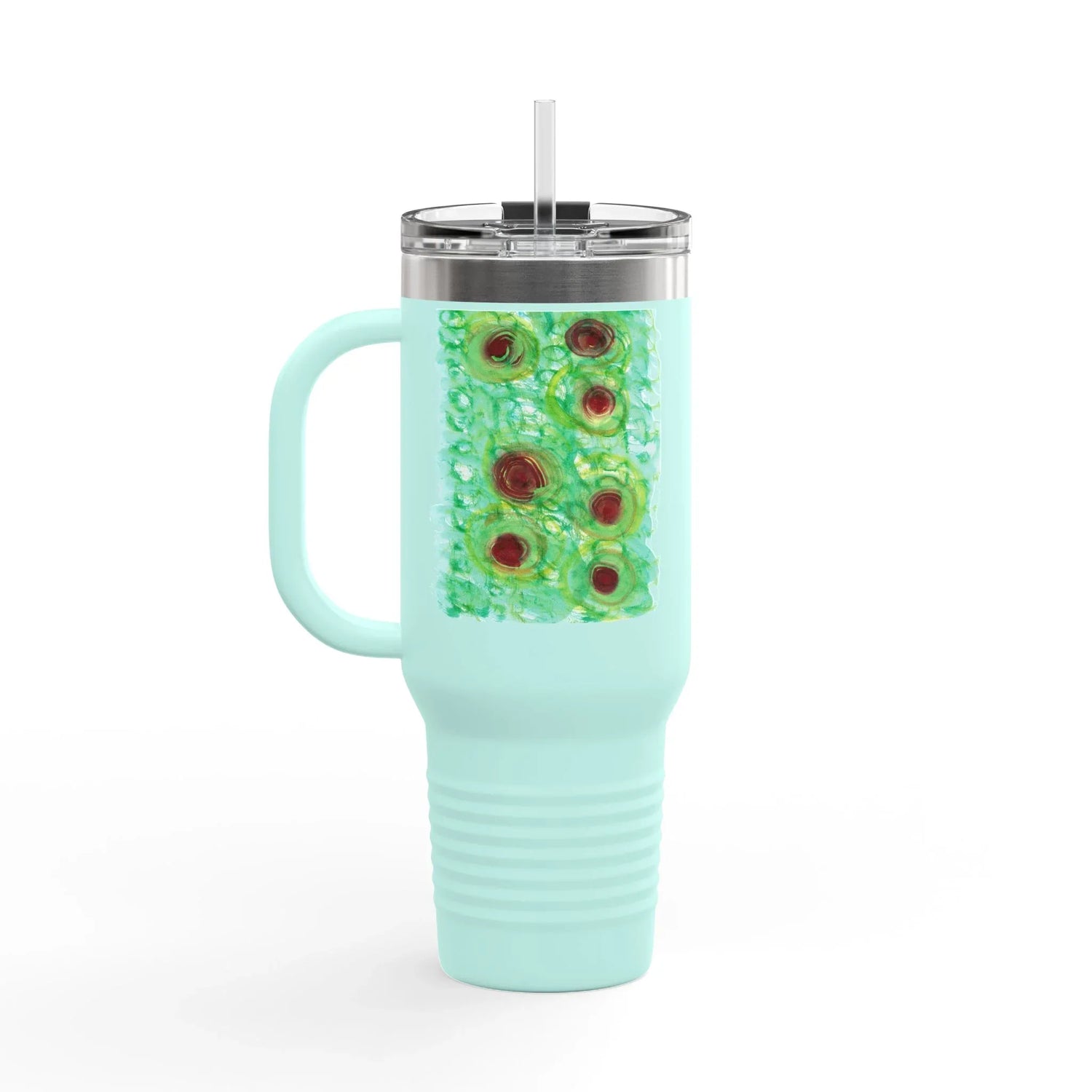 40oz Insulated Travel Mug – green Echo Watercolor Design - Laure Leprince - Artiste Peintre