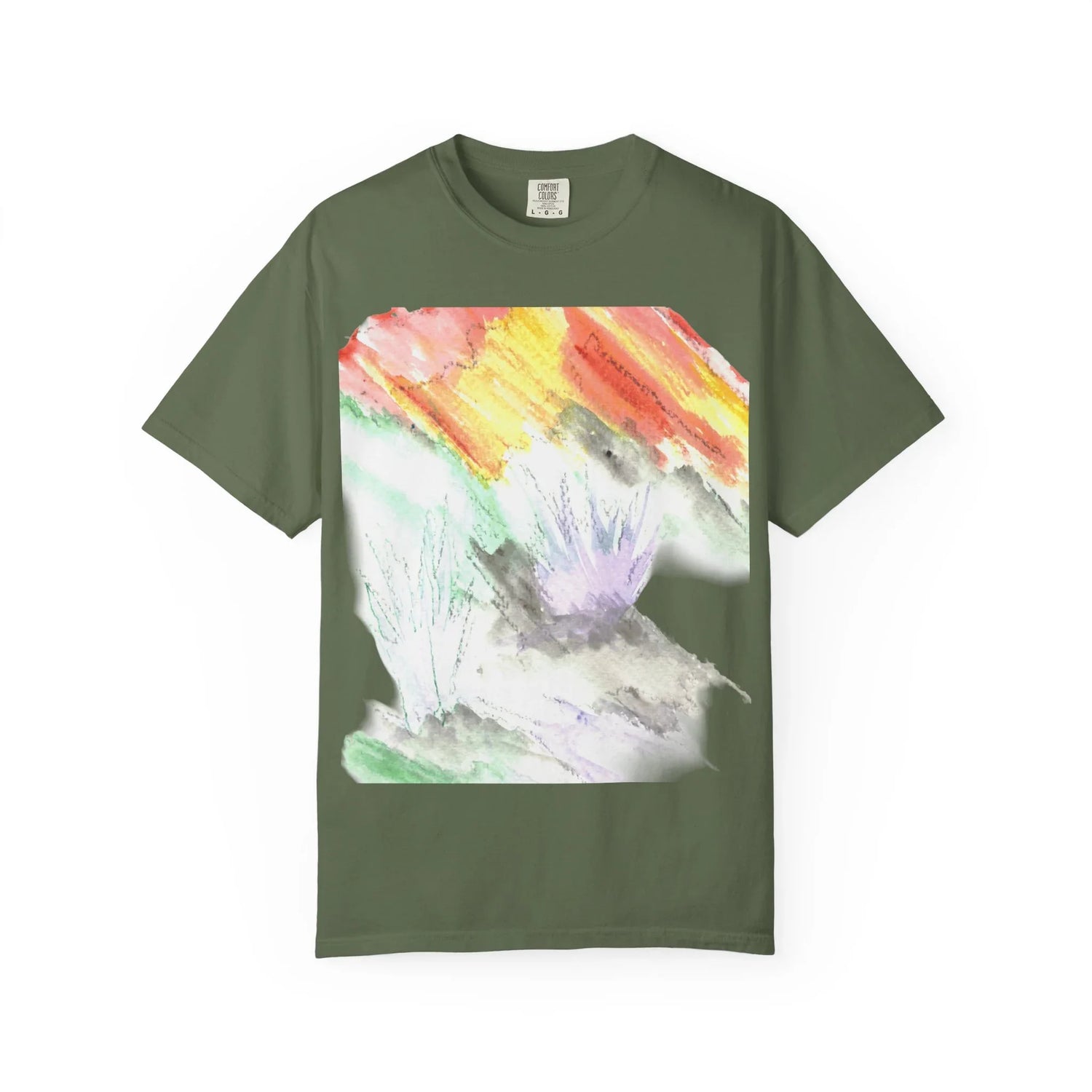 Abstract Lavander Drift T-Shirt — Bright Watercolor Square Art Tee - Laure Leprince - Artiste Peintre