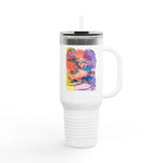 40oz Insulated Travel Mug – Neon mirage Watercolor Design - Laure Leprince - Artiste Peintre