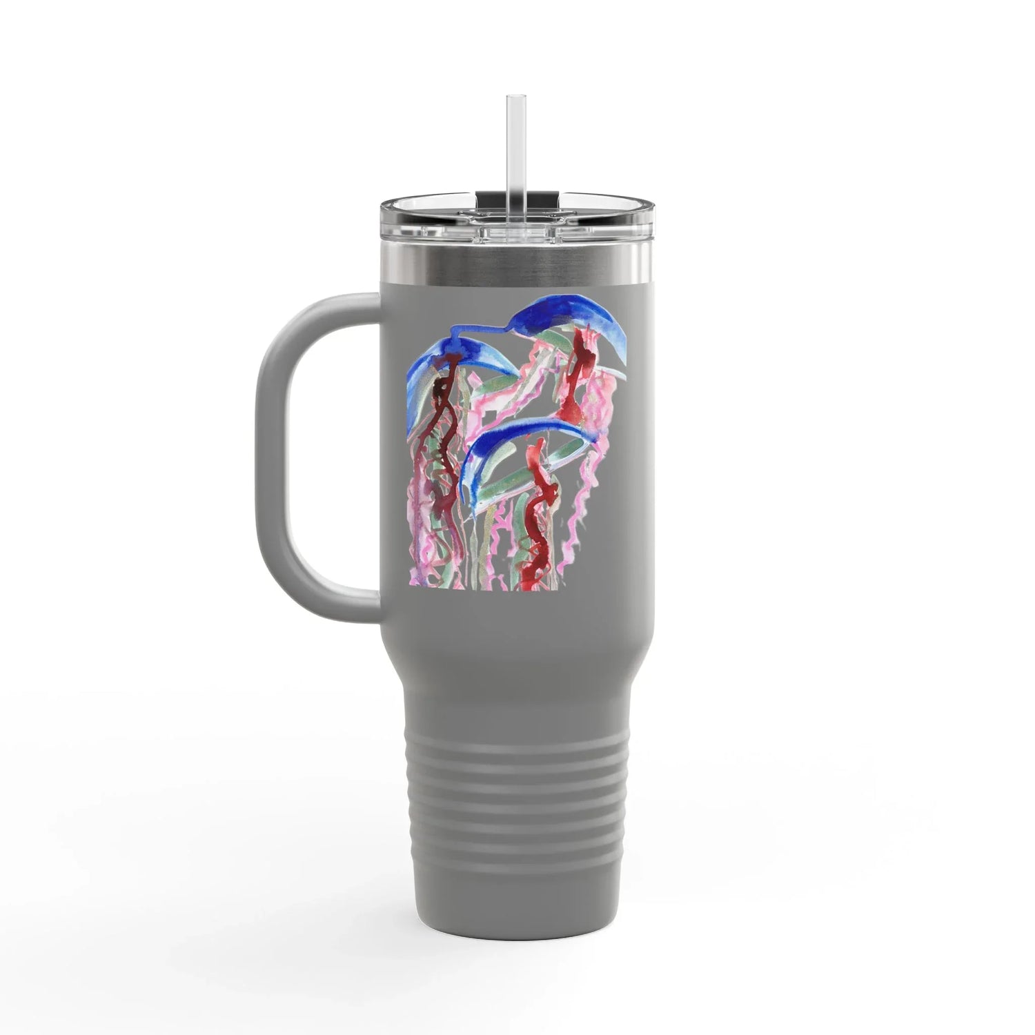 40oz Insulated Travel Mug – Coral Dance Watercolor Design - Laure Leprince - Artiste Peintre