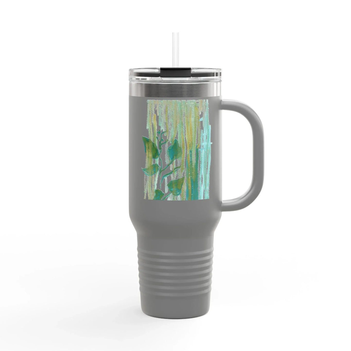 40oz Insulated Travel Mug – Veine Verte Watercolor Design - Laure Leprince - Artiste Peintre