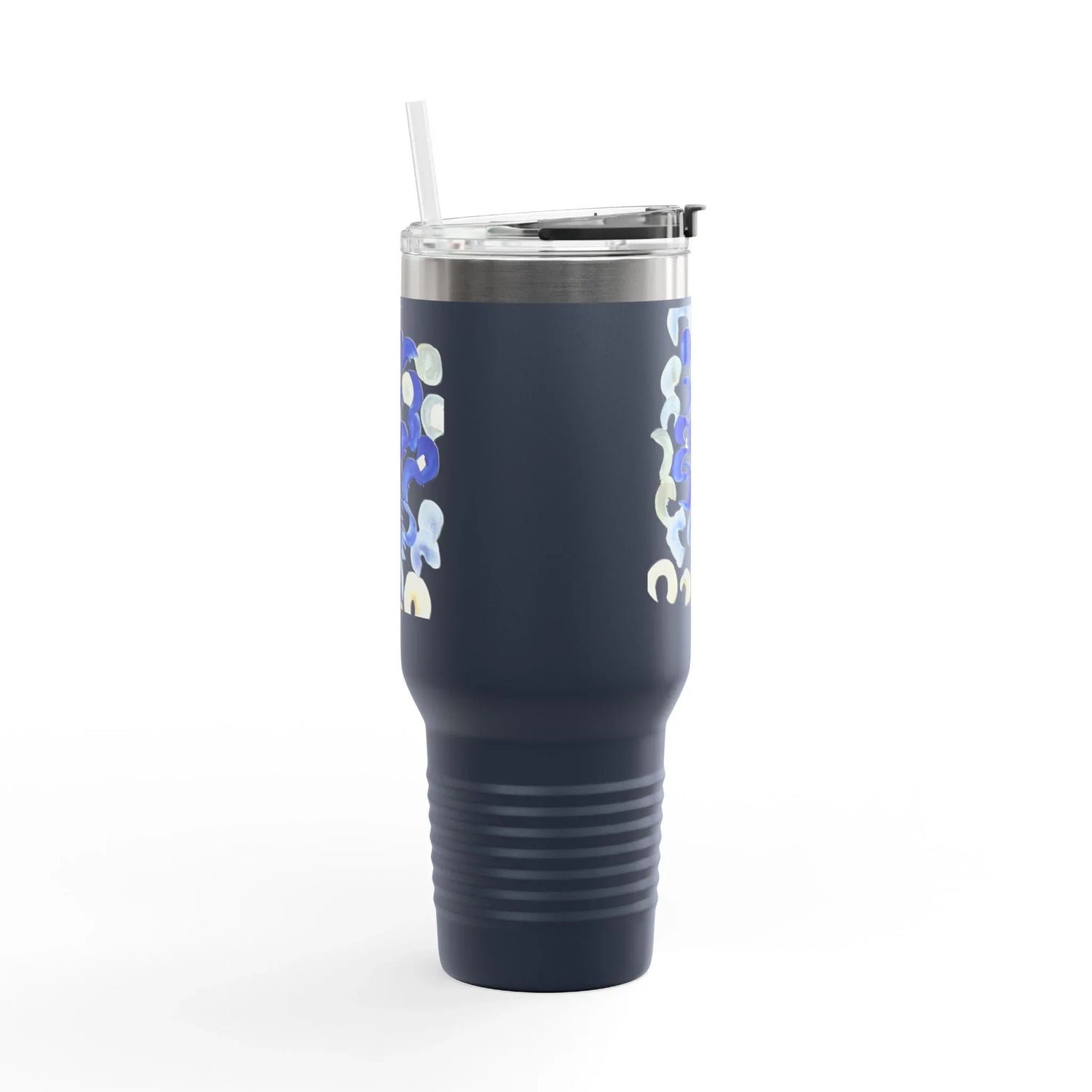 40oz Insulated Travel Mug – Blue Swirls Watercolor Design - Laure Leprince - Artiste Peintre