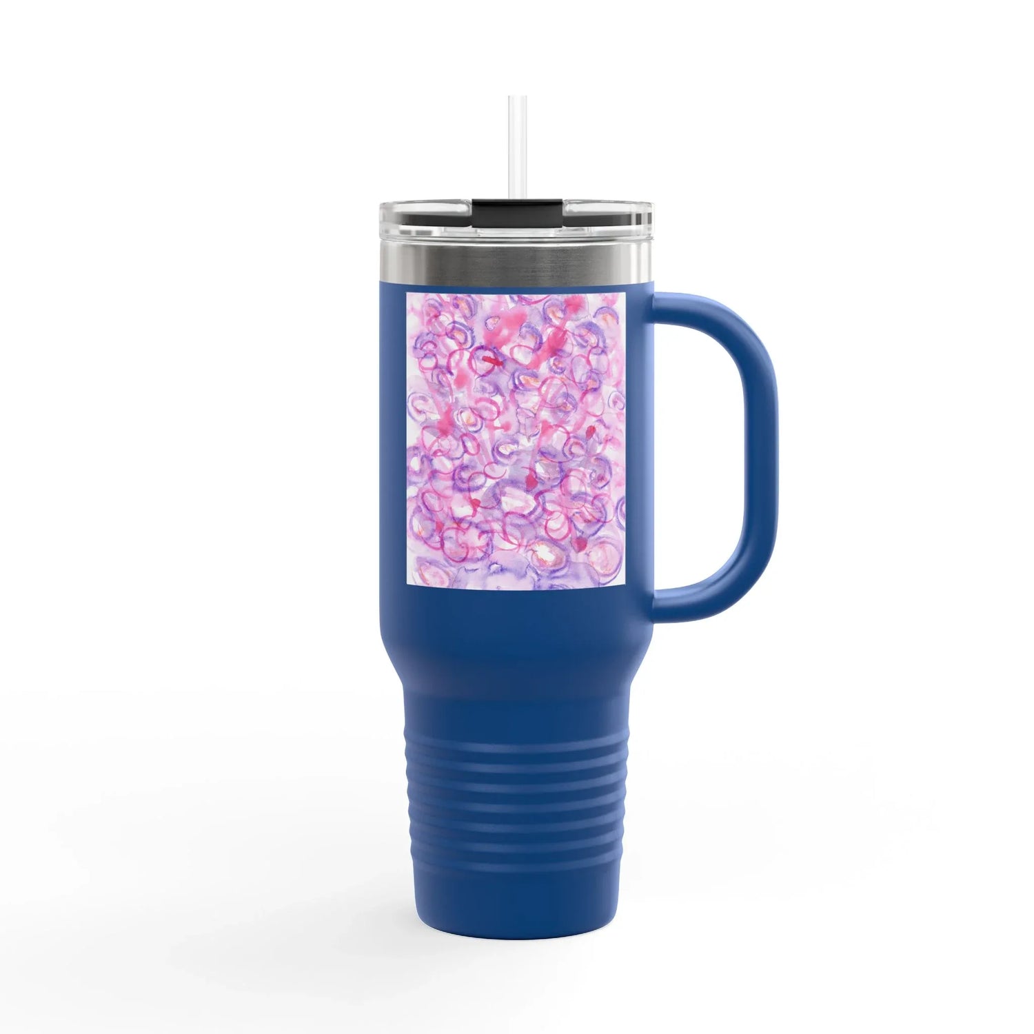 40oz Insulated Travel Mug – Floraison Intime Watercolor Design - Laure Leprince - Artiste Peintre
