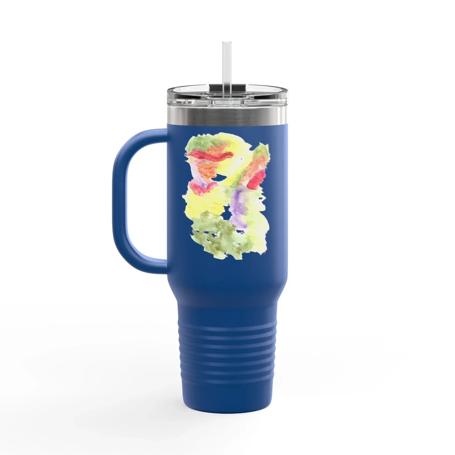 40oz Insulated Travel Mug – Eclosion Chromatique Watercolor Design - Laure Leprince - Artiste Peintre