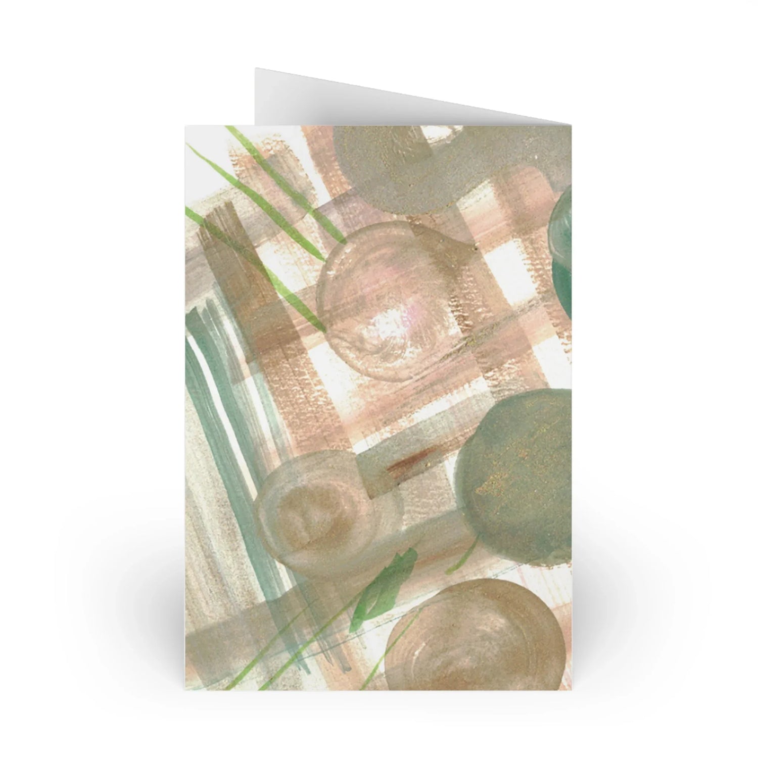 Moss Geometry Watercolor Leaf Greeting Card - Elegant - Laure Leprince - Artiste Peintre