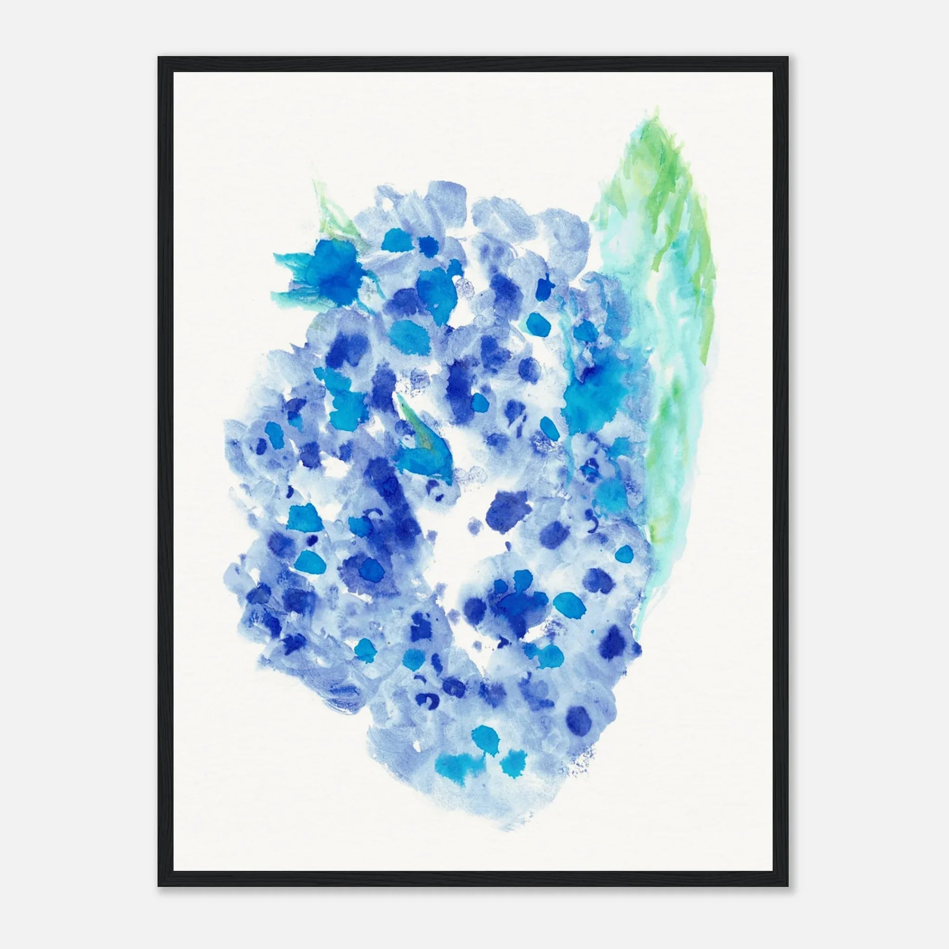 Affiche Encadrée Museum-Quality Matte Paper Wooden Framed Hortensia Celeste - Laure Leprince - Artiste Peintre